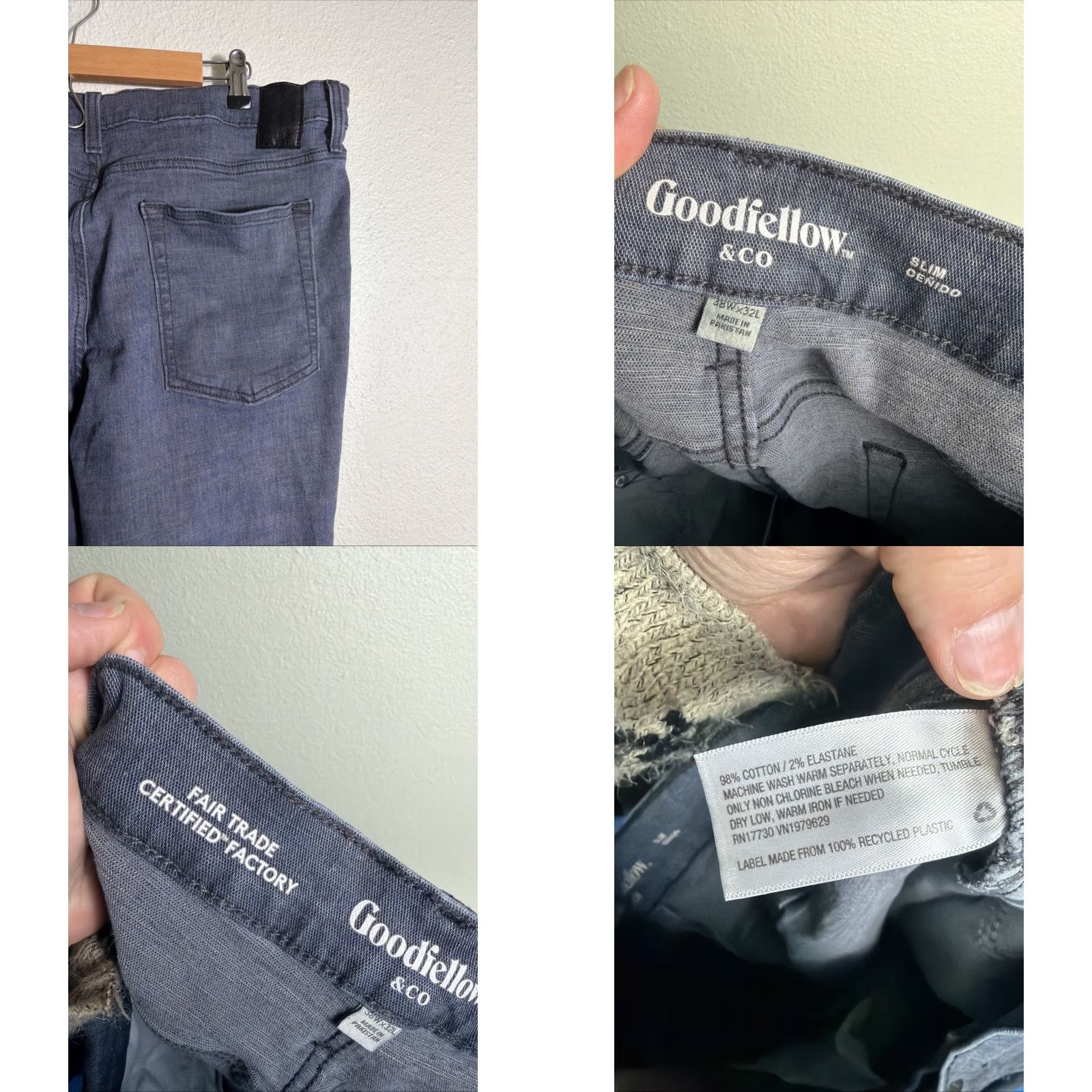 Vintage Goodfellow Jeans Slim Gray Straight 38x32 Regular Jeans Stretch Fair Trade Men Size US 38 / EU 54 - 9 Thumbnail
