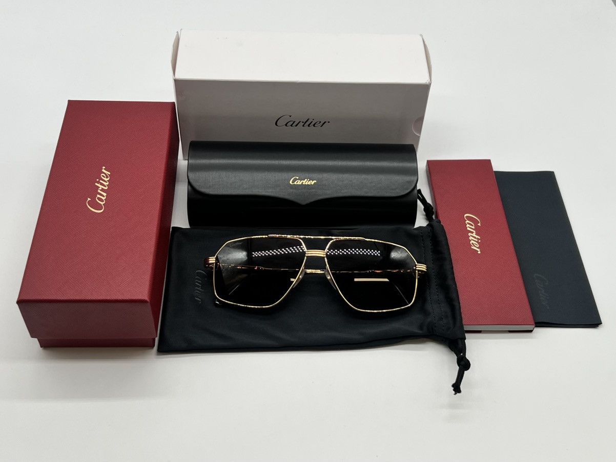 Cartier Cartier CT0270S 001 Square Gold Grey Cartier Sunglasses Size ONE SIZE - 1 Thumbnail