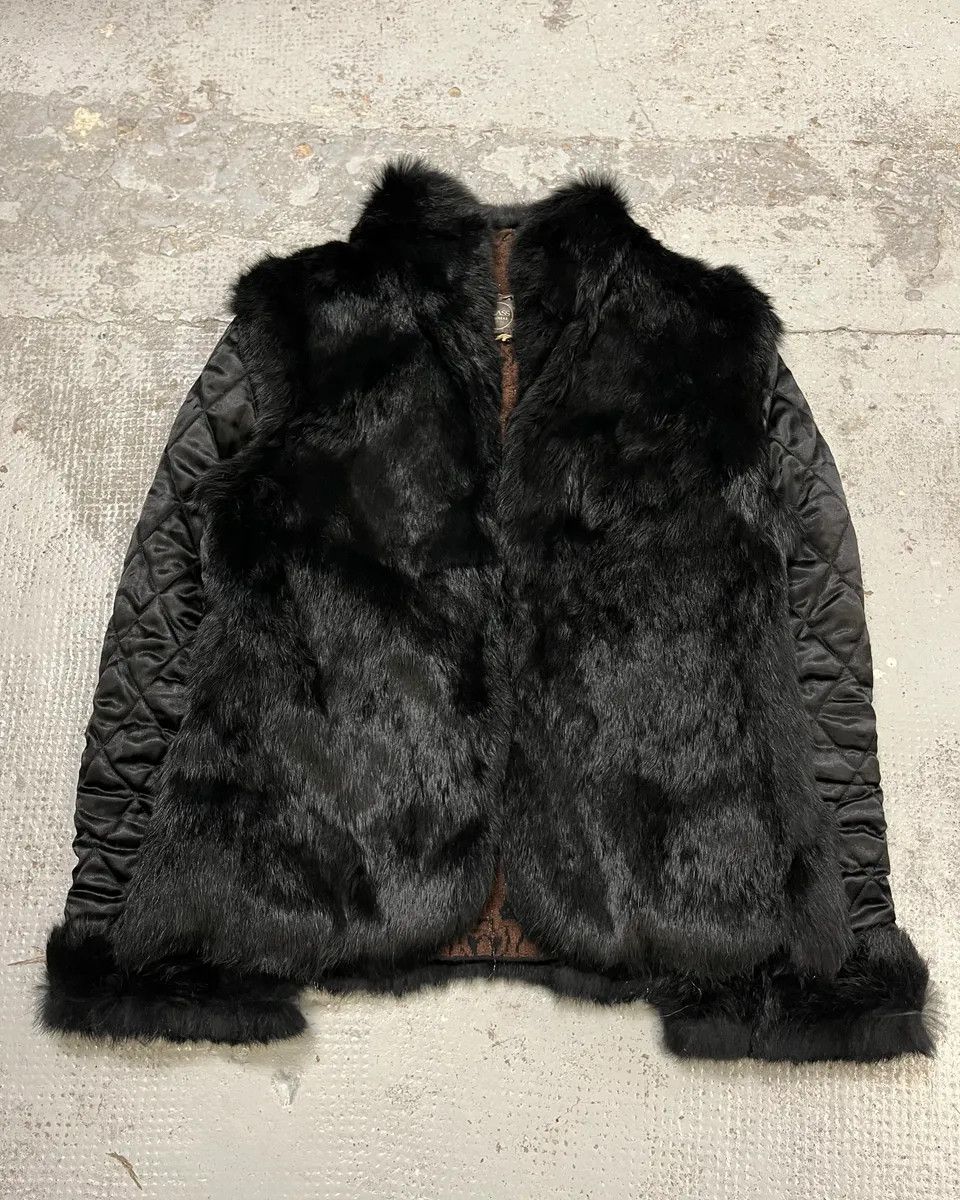 Roberto Cavalli 2000s Roberto Cavalli Reversible Black Fur Puffer & Ornament Brown Jacket Size S / US 4 / IT 40 - 10 Thumbnail