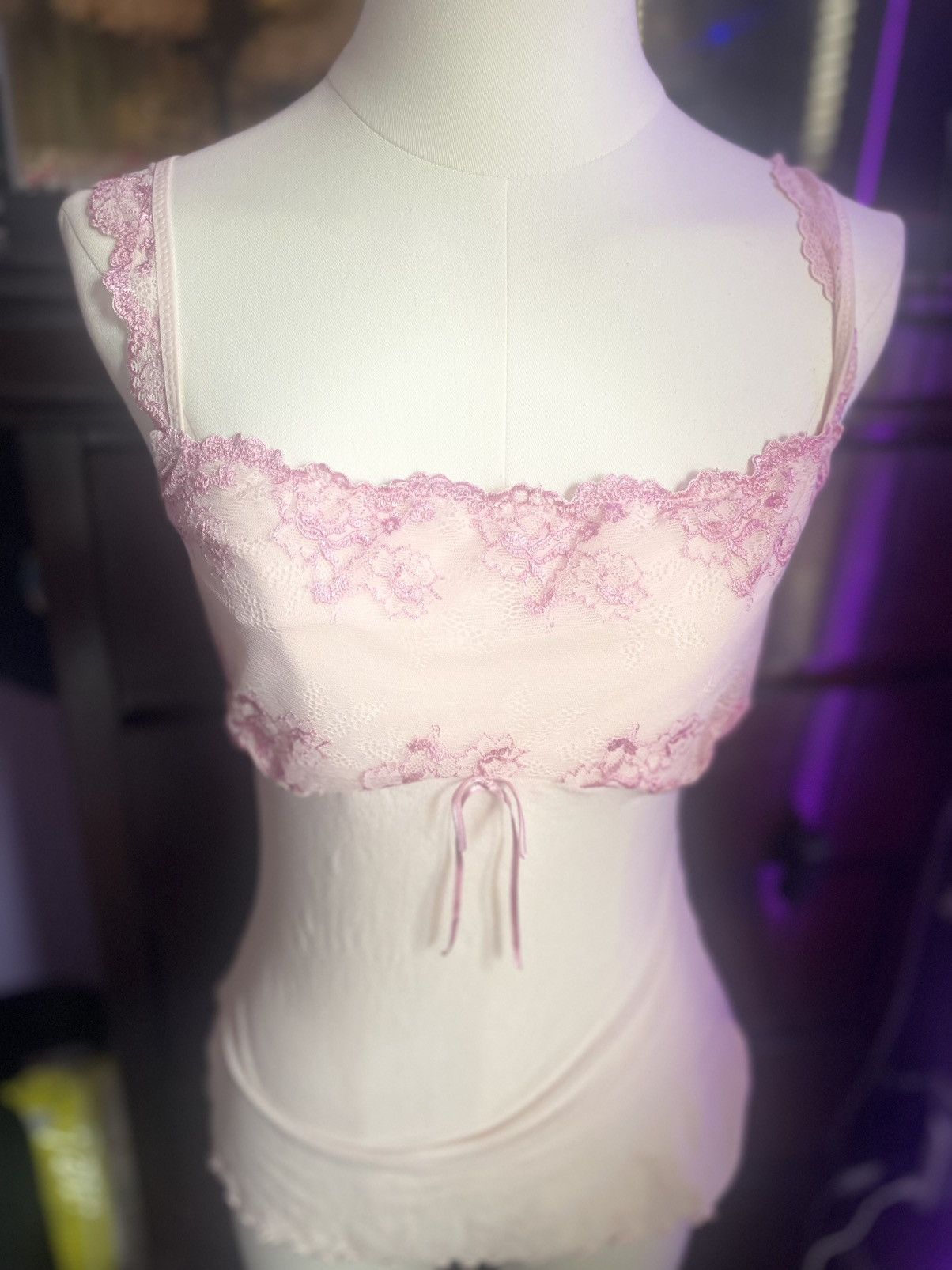 Other Vintage Baby Pink Gilligan O Malley Mesh cami top. Size XL / US 12-14 / IT 48-50 - 7 Thumbnail