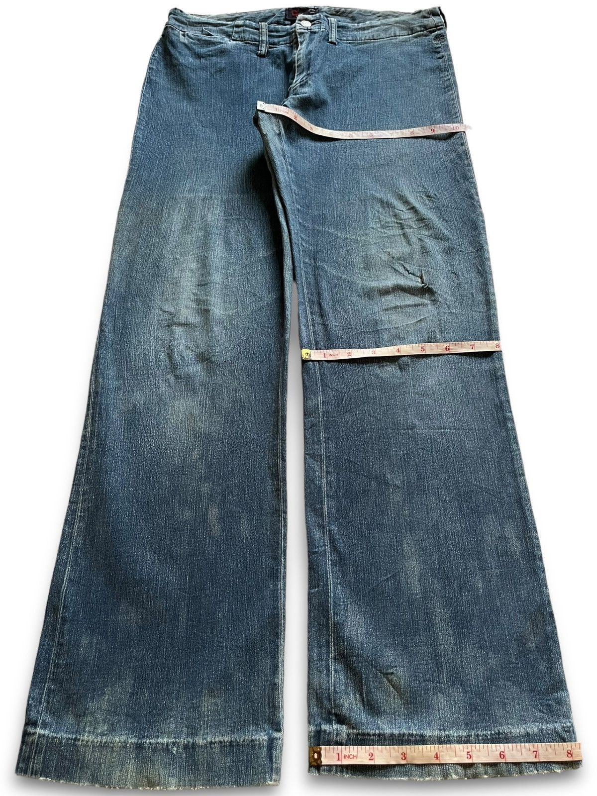 45rpm × Japanese Brand Vintage Japanese 45Rpm Bootcut Rip Blue Wash Jeans Size US 30 / EU 46 - 13 Thumbnail