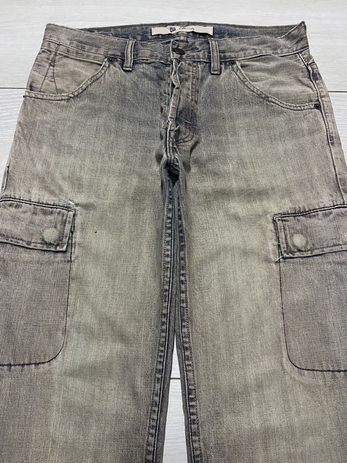 Gap × Yeezy Vintage Gap Cargo Denim Distressed Loose Jeans Size US 31 - 3 Thumbnail