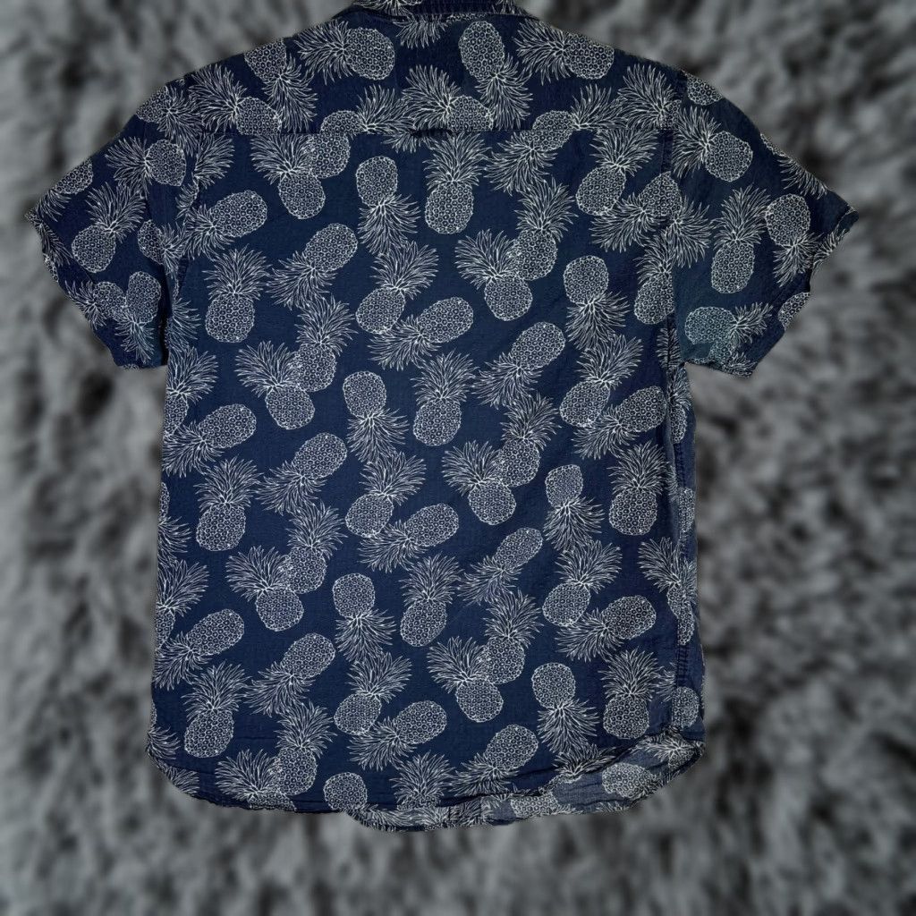 Vintage Cactus Man Shirt Small Navy Pineapple Print Slim Cotton Button-Up M570 Mens Size US S / EU 44-46 / 1 - 1 Thumbnail