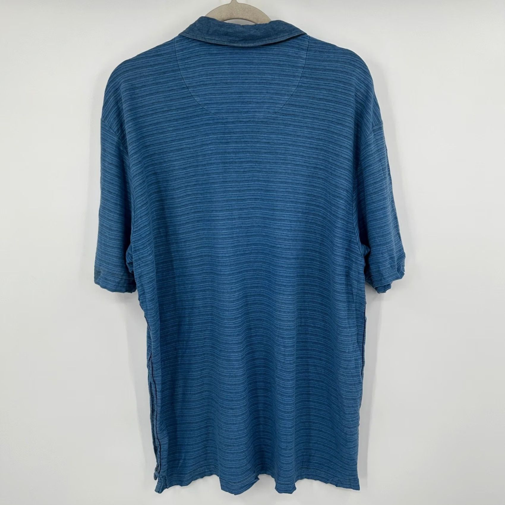 Tommy Bahama Tommy Bahama Jeans Polo Shirt Striped Short Sleeve Mens XL Blue Beach Island Zone 100% Cotton Button-Down Collared Classic Fit Summer Spring Size US XL / EU 56 / 4 - 7 Thumbnail