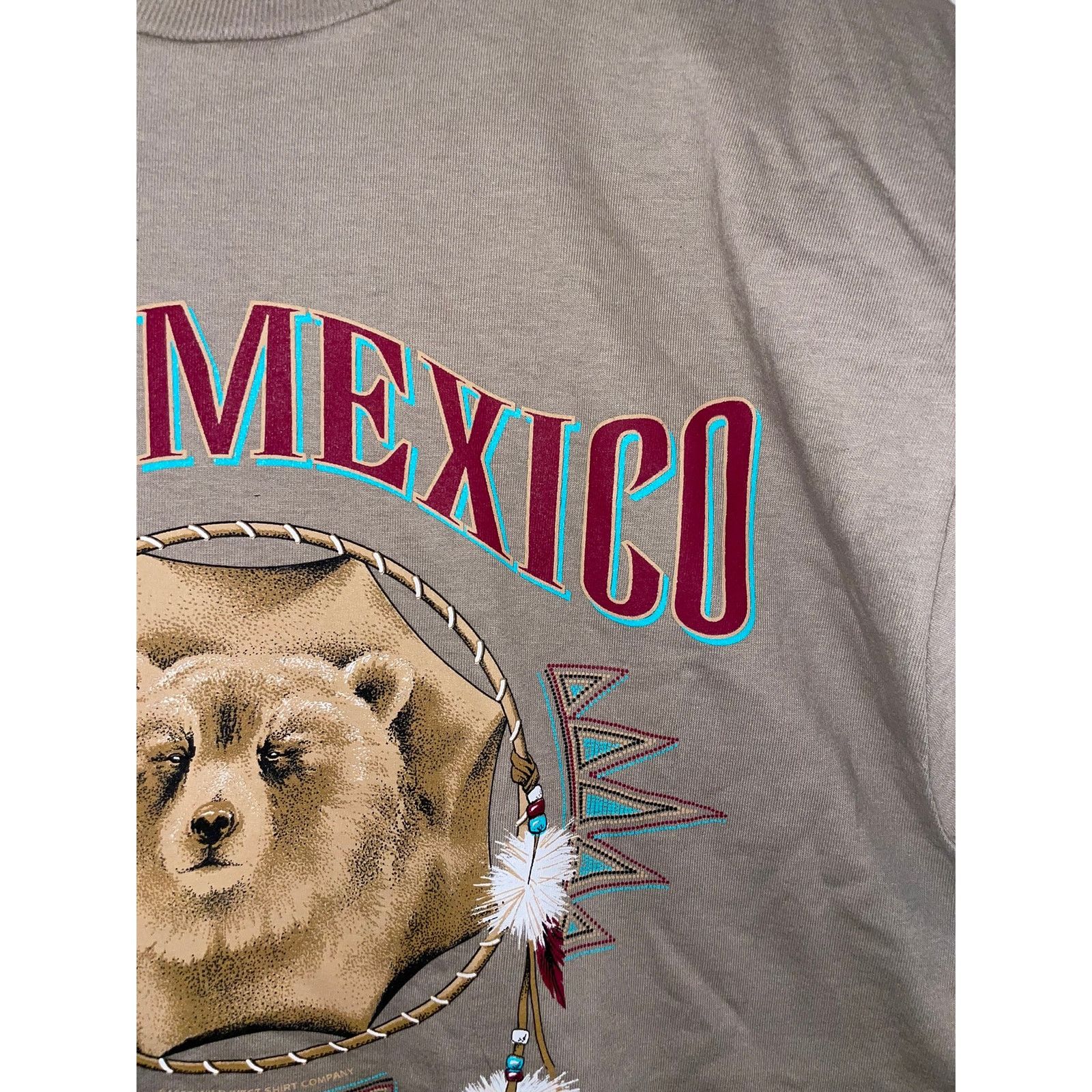 Jerzees Vintage Bear Shirt New Mexico Native American Brown Tee 90s Size US L / EU 52-54 / 3 - 4 Thumbnail