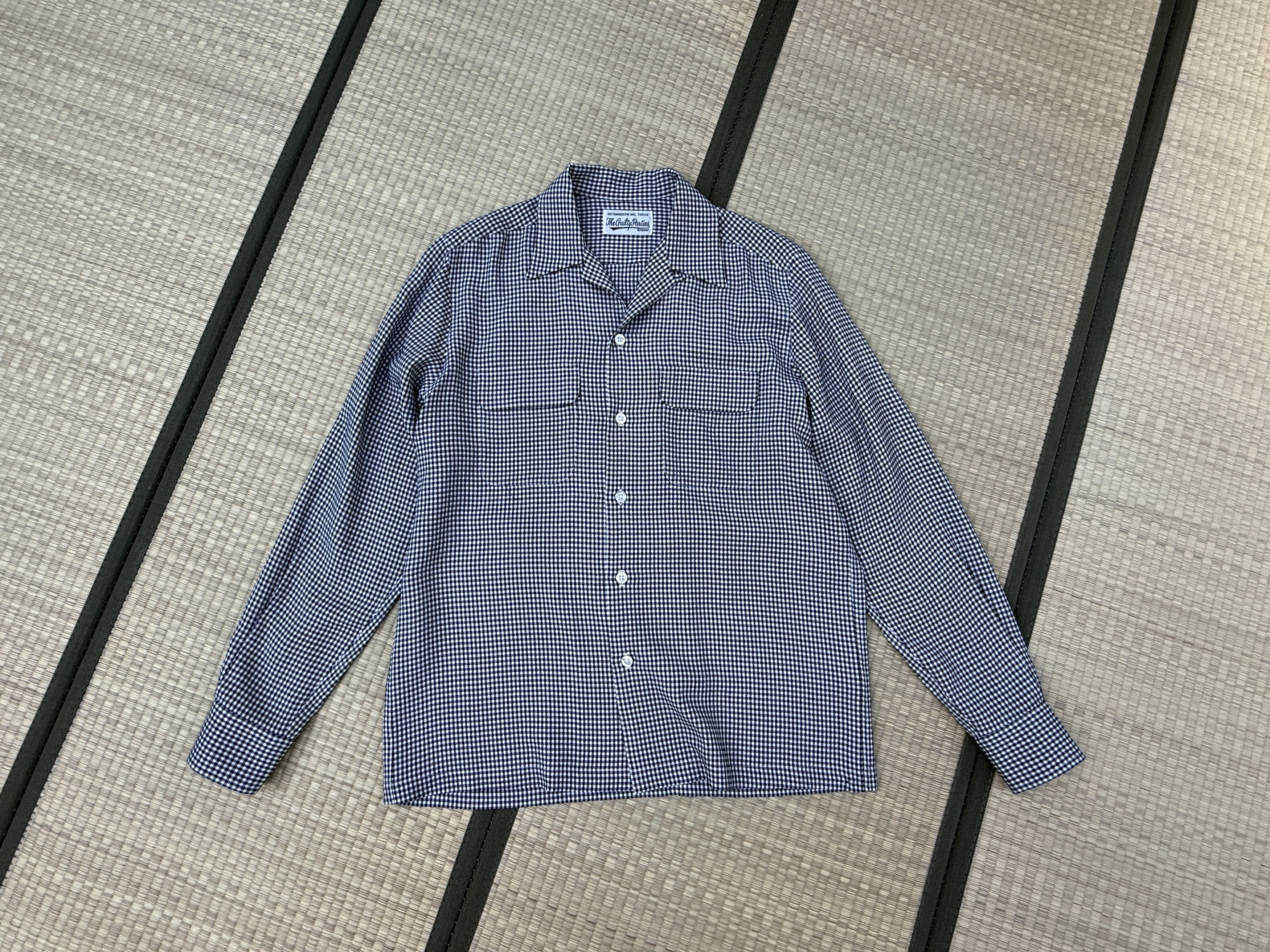 Wacko Maria 50's Open Collar Shirt Gingham Check Shirt Black