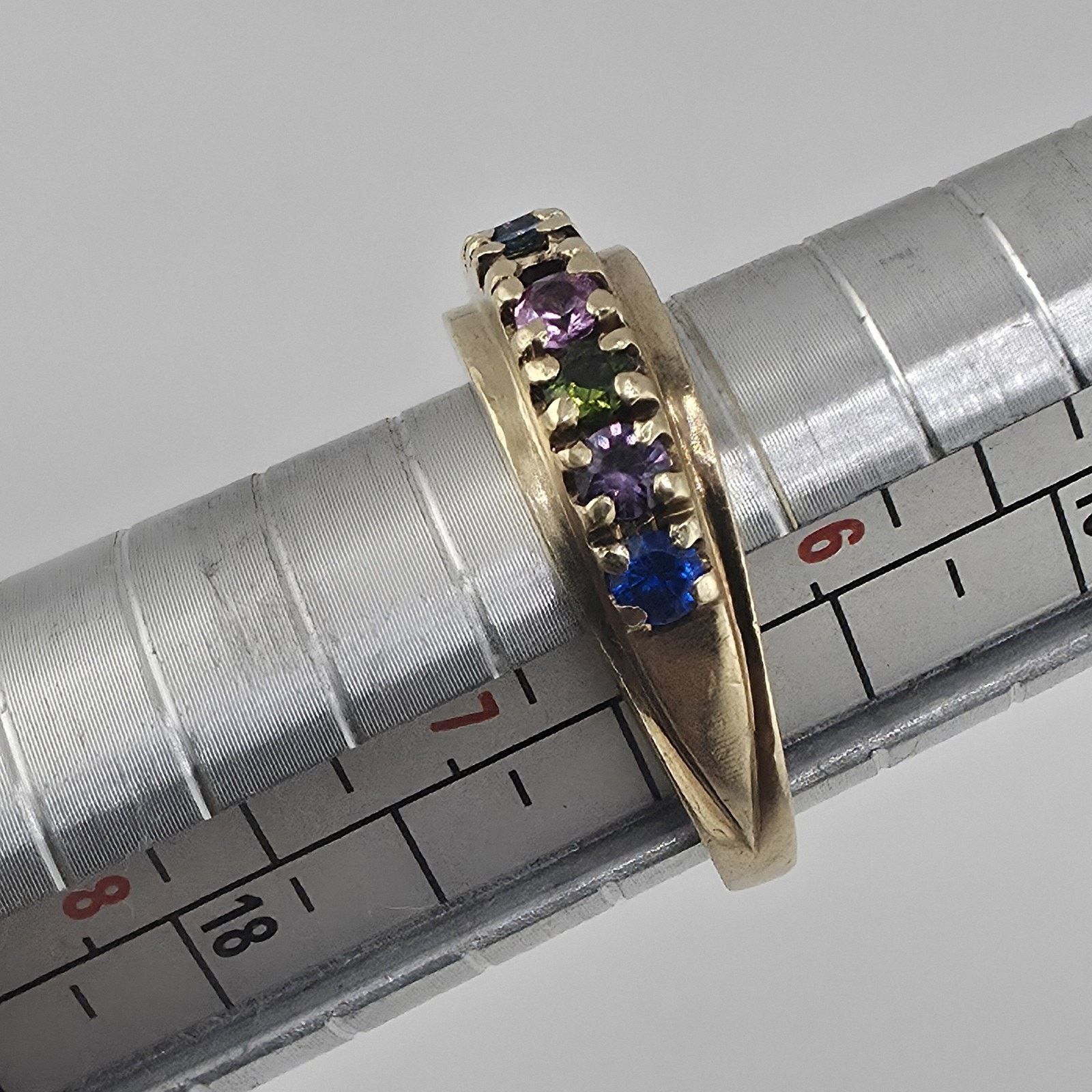 Other 10K Yellow Gold Multi Gemstone Ring 6.5 VTG Missing Stone Size ONE SIZE - 12 Thumbnail