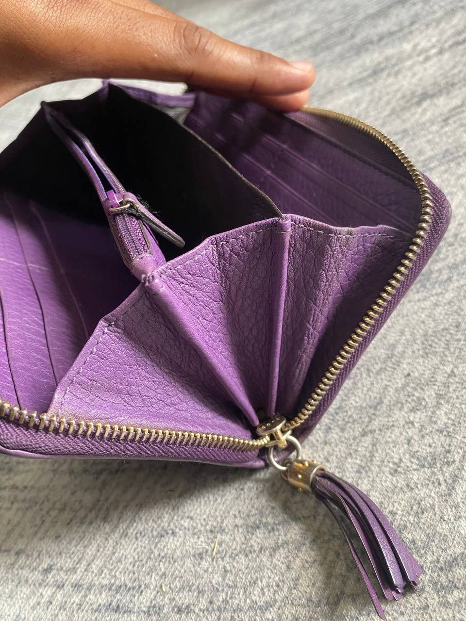 Gucci Gucci Soho GG Zip Around Leather Wallet Purple Size ONE SIZE - 16 Thumbnail