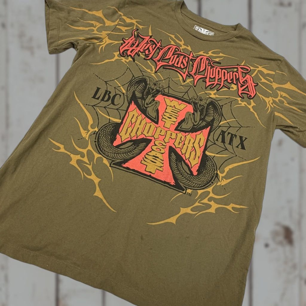 West Coast Choppers West Coast Choppers Shirt Mens XL Green Cobra Cross Graphic Biker Motorcycle Size US XL / EU 56 / 4 - 1 Thumbnail