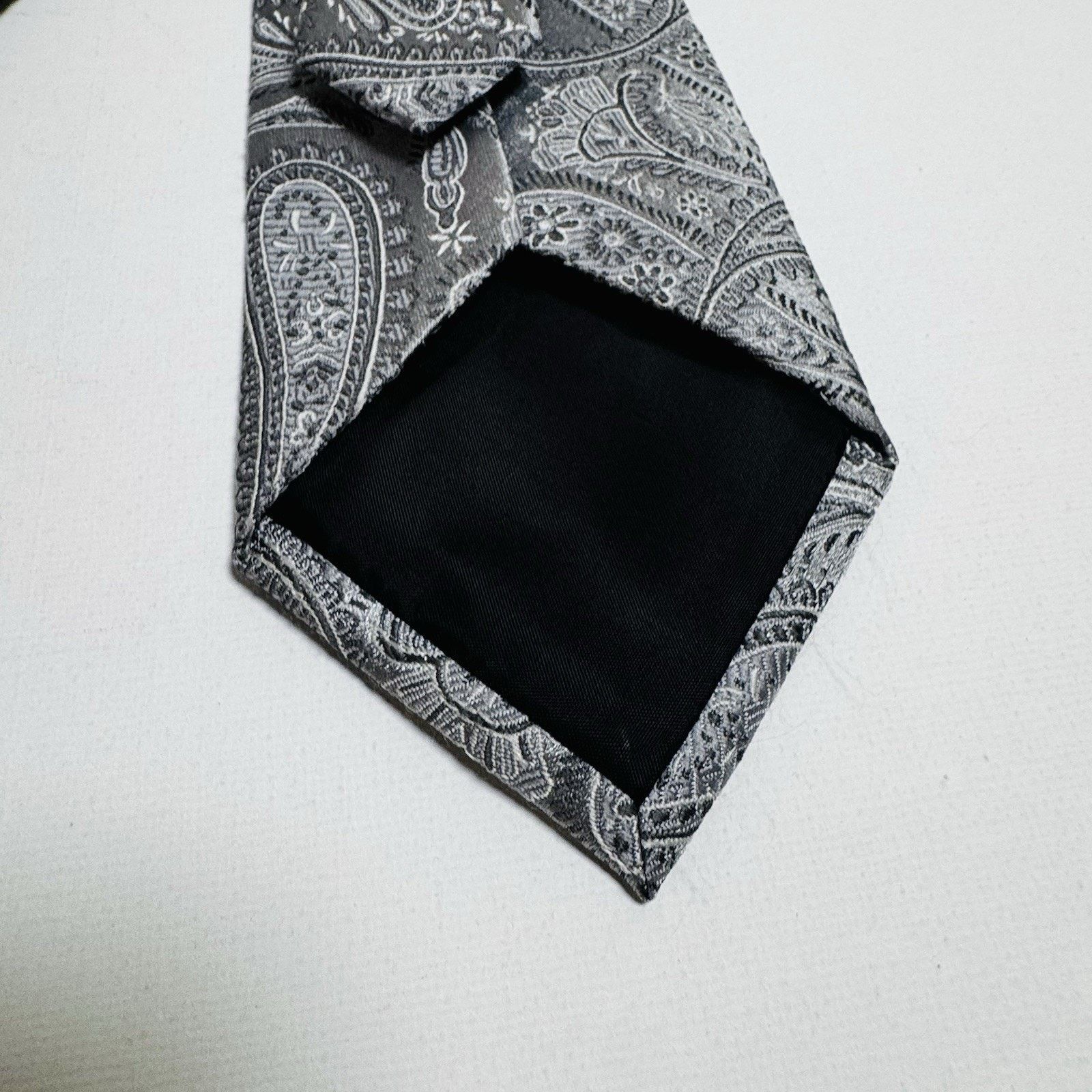 Stafford Stafford Essentials Silver Gray Paisley Silk Tie Size ONE SIZE - 7 Thumbnail