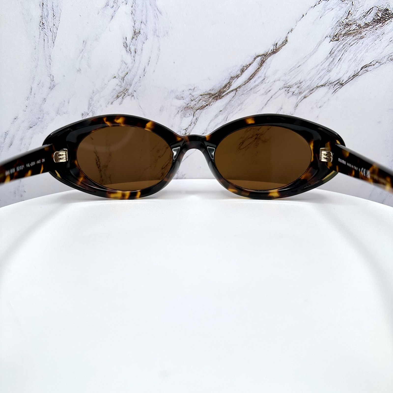 Miu Miu New MIU MIU Sunglasses Brown Tortoise Oval Womens Reverie Size ONE SIZE - 23 Thumbnail