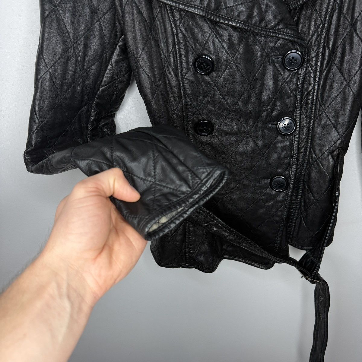 Burberry Burberry Leather Jacket Coat Quilted Belted Double Breasted Size M / US 6-8 / IT 42-44 - 5 Thumbnail