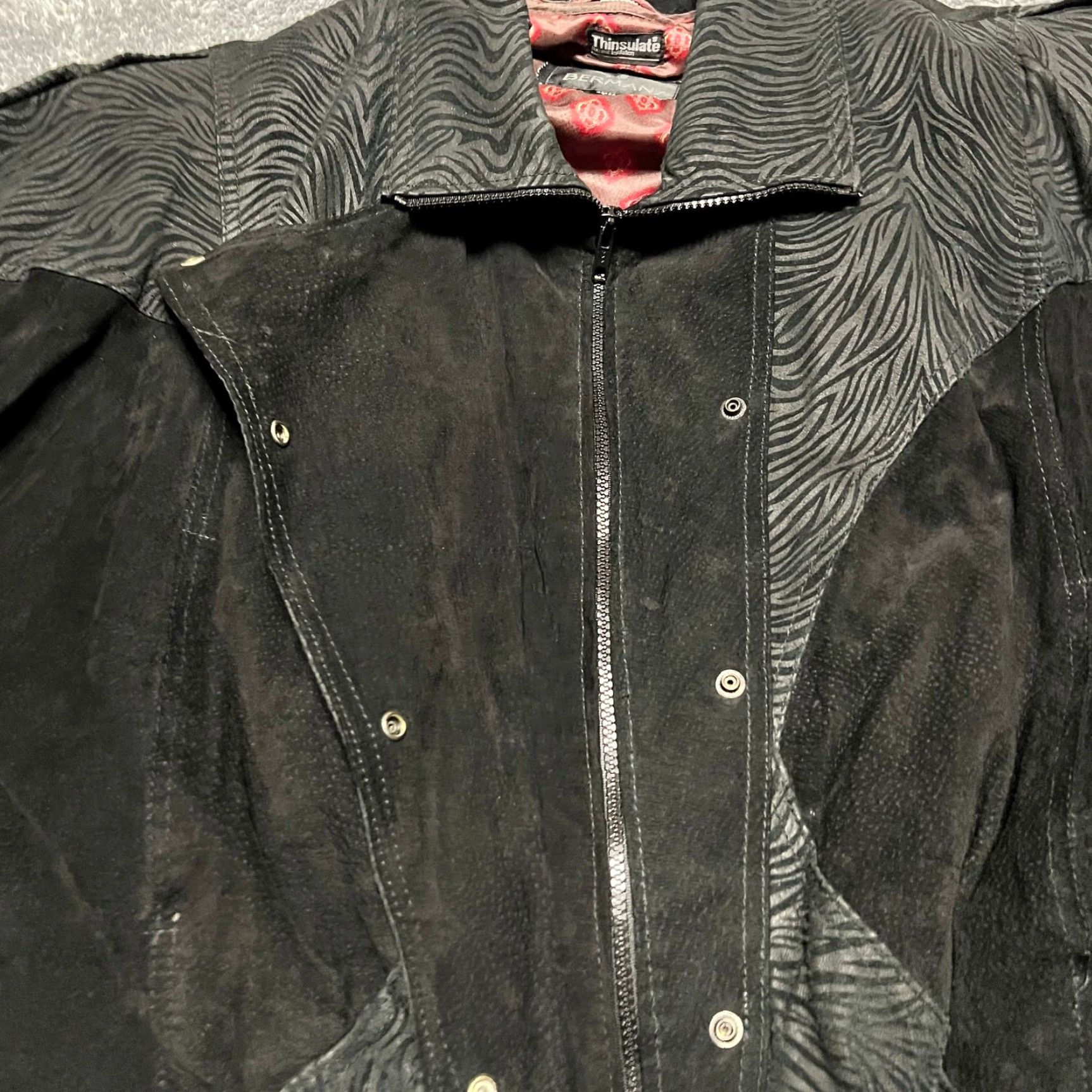 Ben Sherman VINTAGE Bermans Leather Coat Womens Large Thinsulate Lined Bomber Belted Size L / US 10 / IT 46 - 6 Thumbnail
