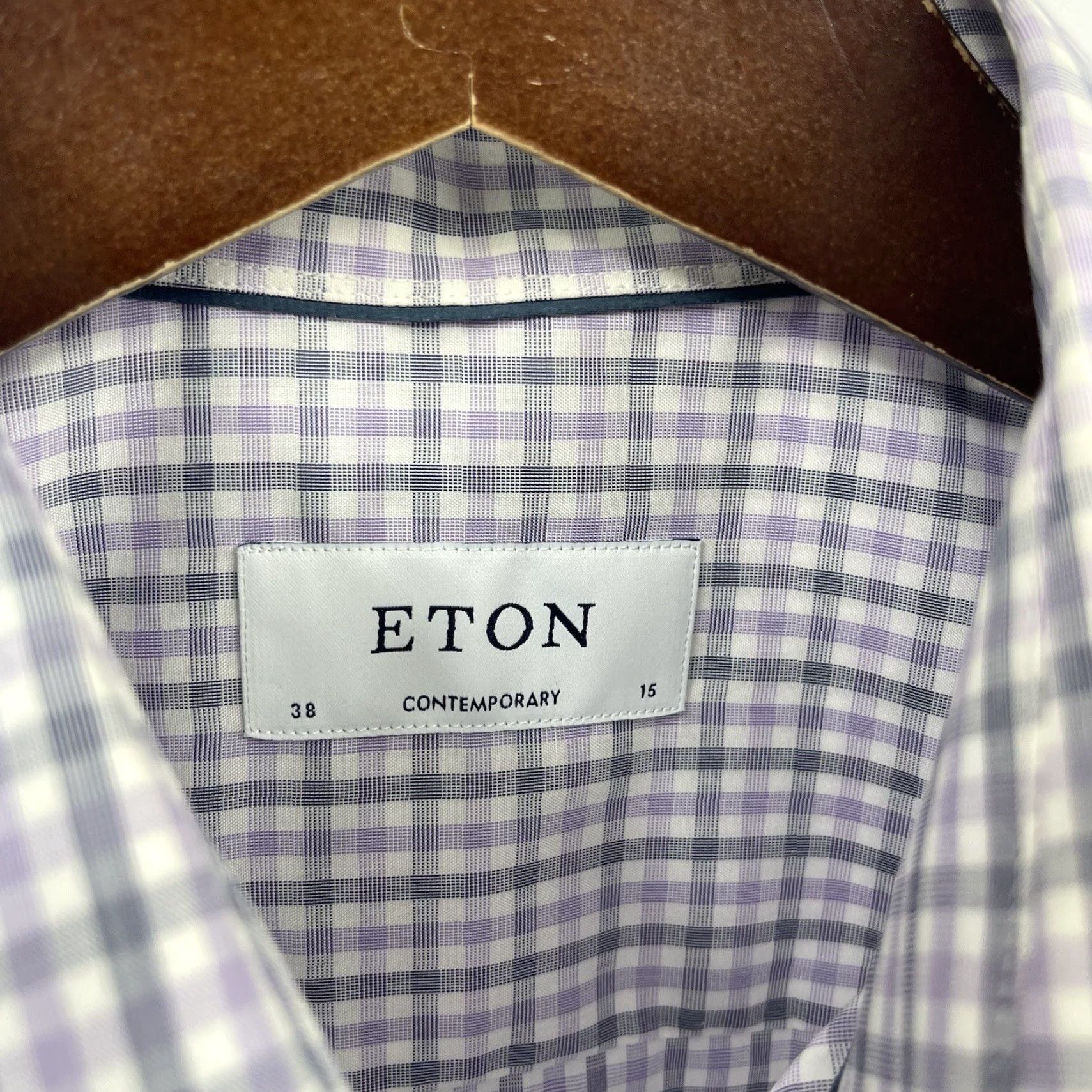 Eton VINTAGE Etón Men’s Slim Fit Plaid Shirt 38 Gray Long Sleeve Button-Up Business Casual Size US M / EU 48-50 / 2 - 7 Thumbnail