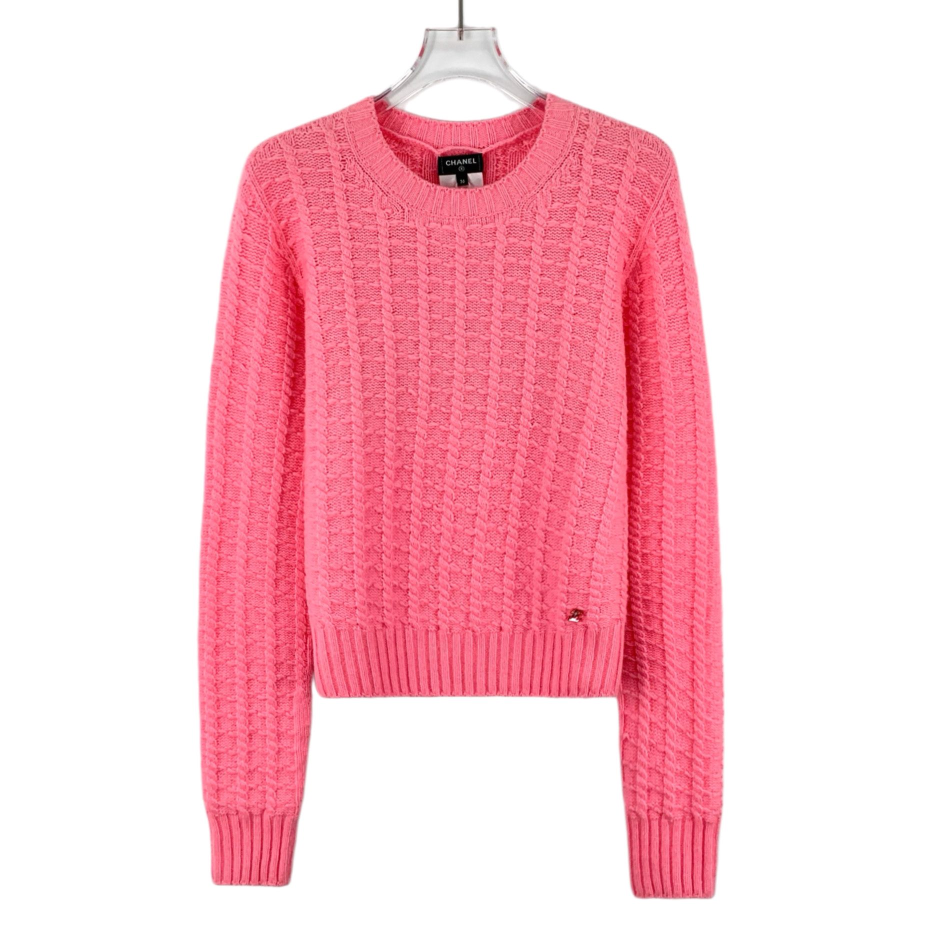 Chanel Chanel Cable Knit Wool Sweater Pink (36) Size XS / US 0-2 / IT 36-38 - 1 Thumbnail