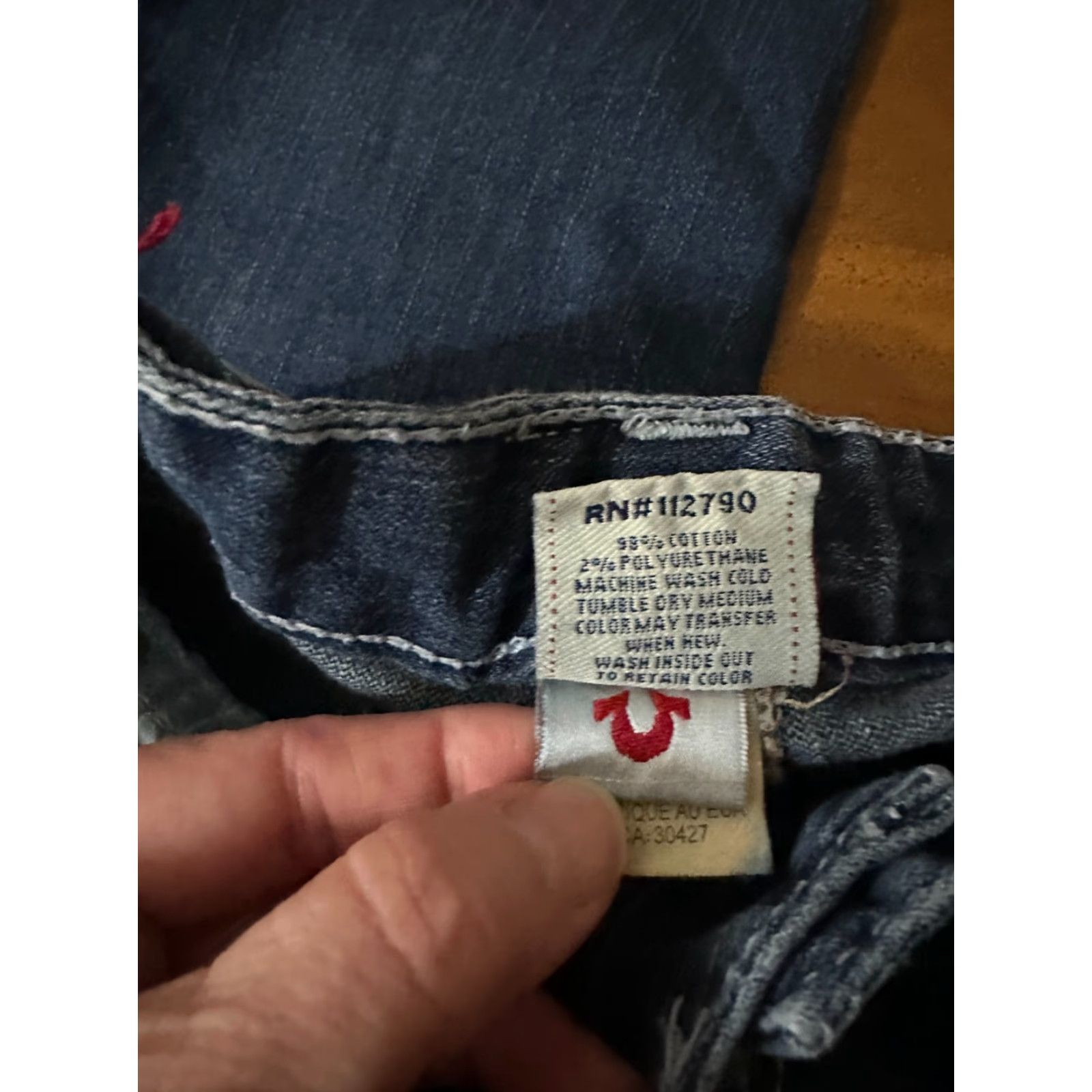 True Religion Womens True Religion Disco Joey Big T Jeans Med Wash Sz 28 Denim Jeans Straight Leg 28 X 29 Womens USA Denim Size 28" / US 6 / IT 42 - 5 Thumbnail