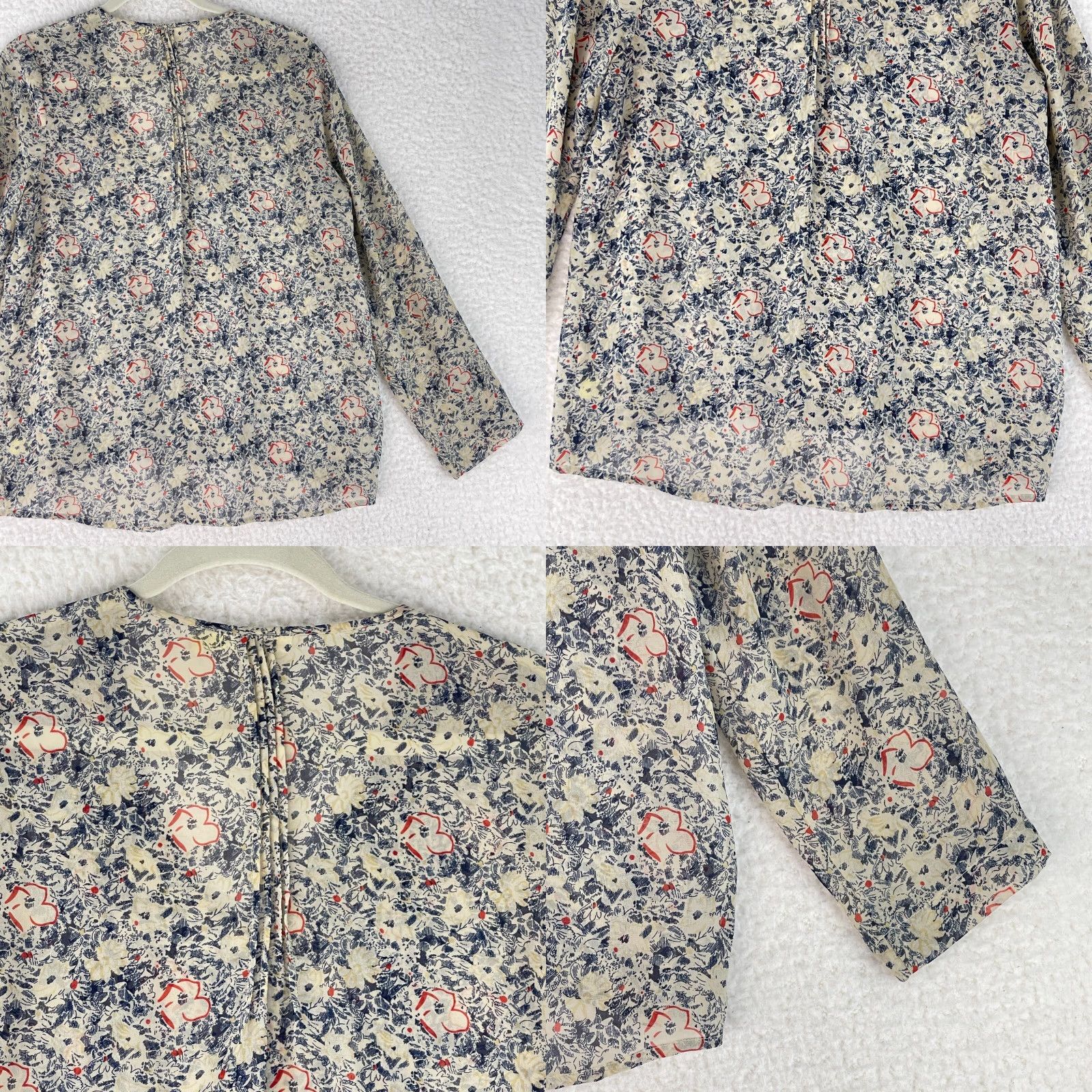 Needles Pins and Needles Floral Print Button-Up Shirt Womens Long Sleeve M Ivory Blue Pattern Floral Size M Womens Size M / US 6-8 / IT 42-44 - 10 Thumbnail