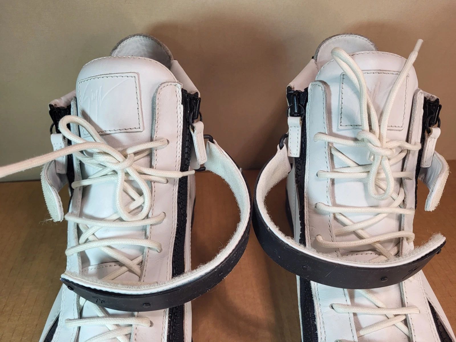 Giuseppe Zanotti Giuseppe Zanotti White Leather High Top Sneakers Dbl Zippers Size US 15 / EU 48 - 12 Thumbnail