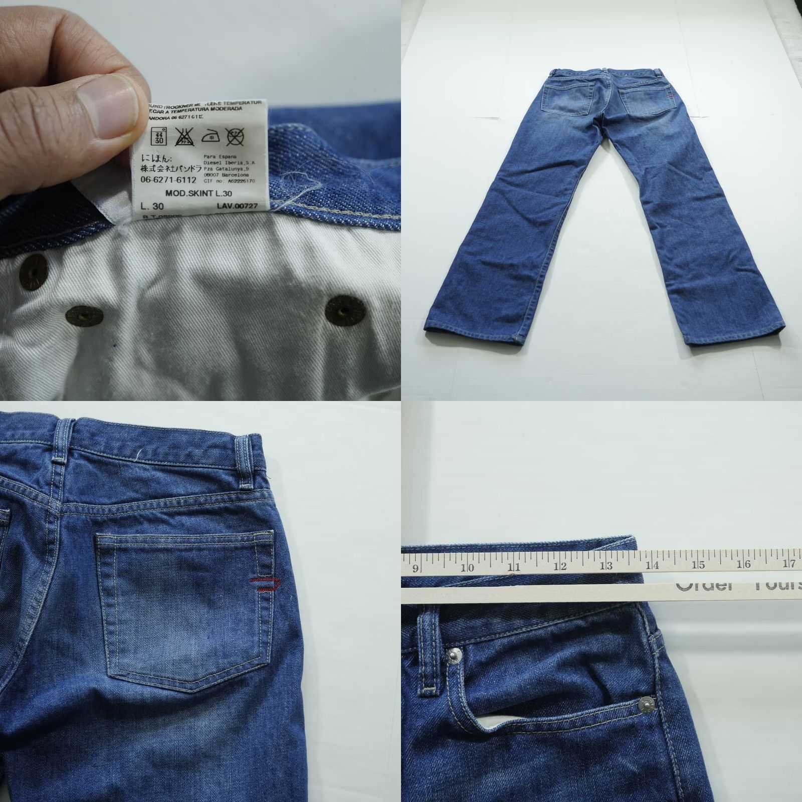 Diesel Diesel Jeans Mens 27x29 Light Wash Blue Denim Button Fly Logo 5-Pocket Regular Jeans Size US 27 - 8 Thumbnail