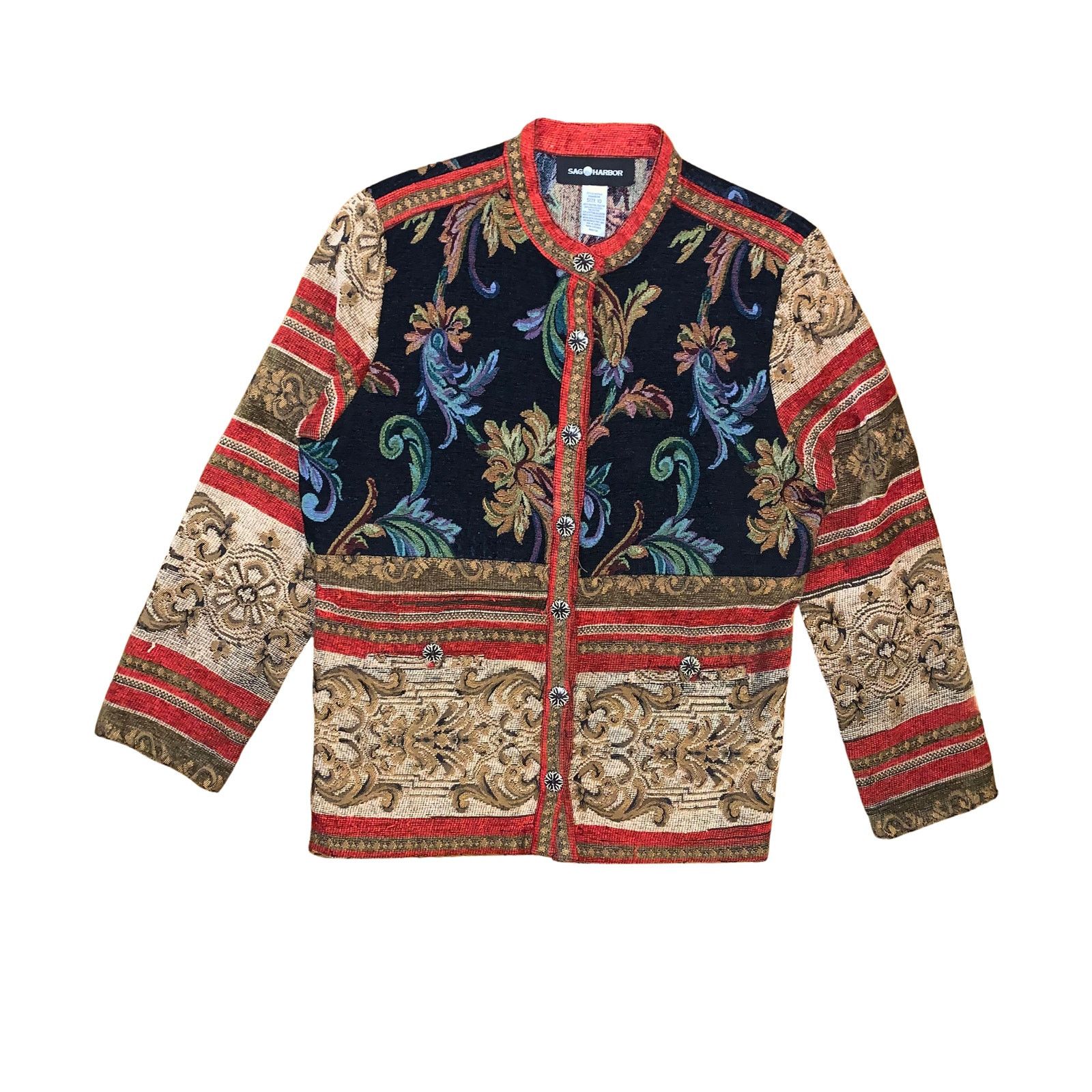 Other × Vintage Sag Harbor Tapestry Brocade Floral Jacket Boho Blazer 10 Size L / US 10 / IT 46 - 1 Thumbnail