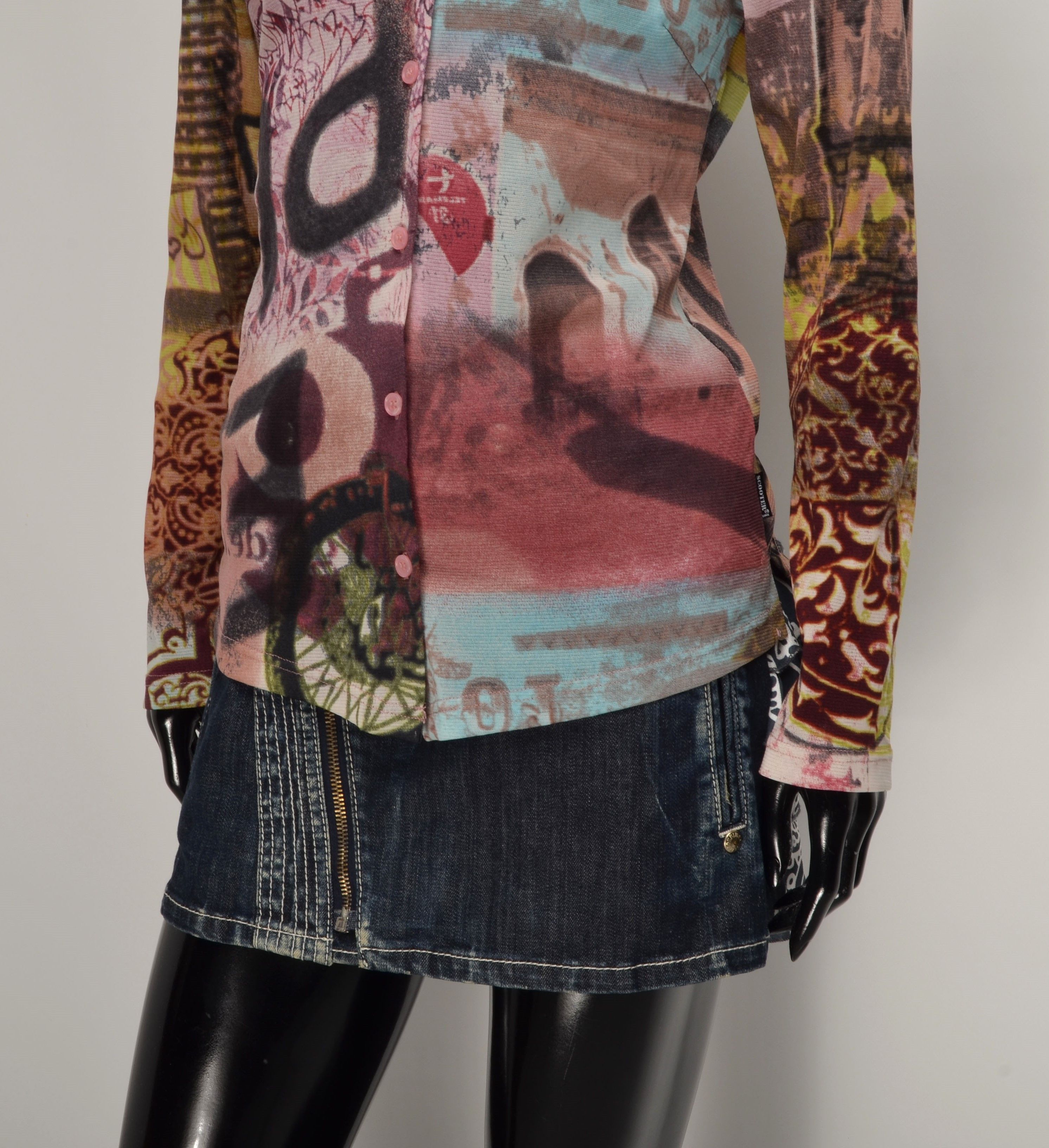 Vintage Scooter Y2K Mesh Futuristic Long Sleeve Blouse Shirt Size M / US 6-8 / IT 42-44 - 5 Thumbnail