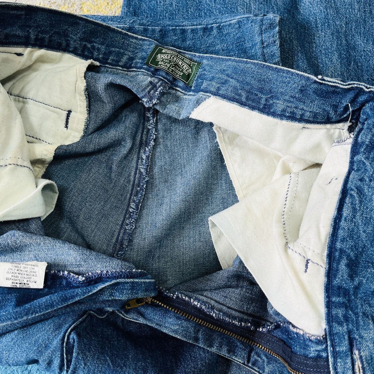 Polo Ralph Lauren × Ralph Lauren × Vintage Vintage 1980s Ralph Lauren Polo Country Denim Baggy Pants Size US 31 - 18 Thumbnail