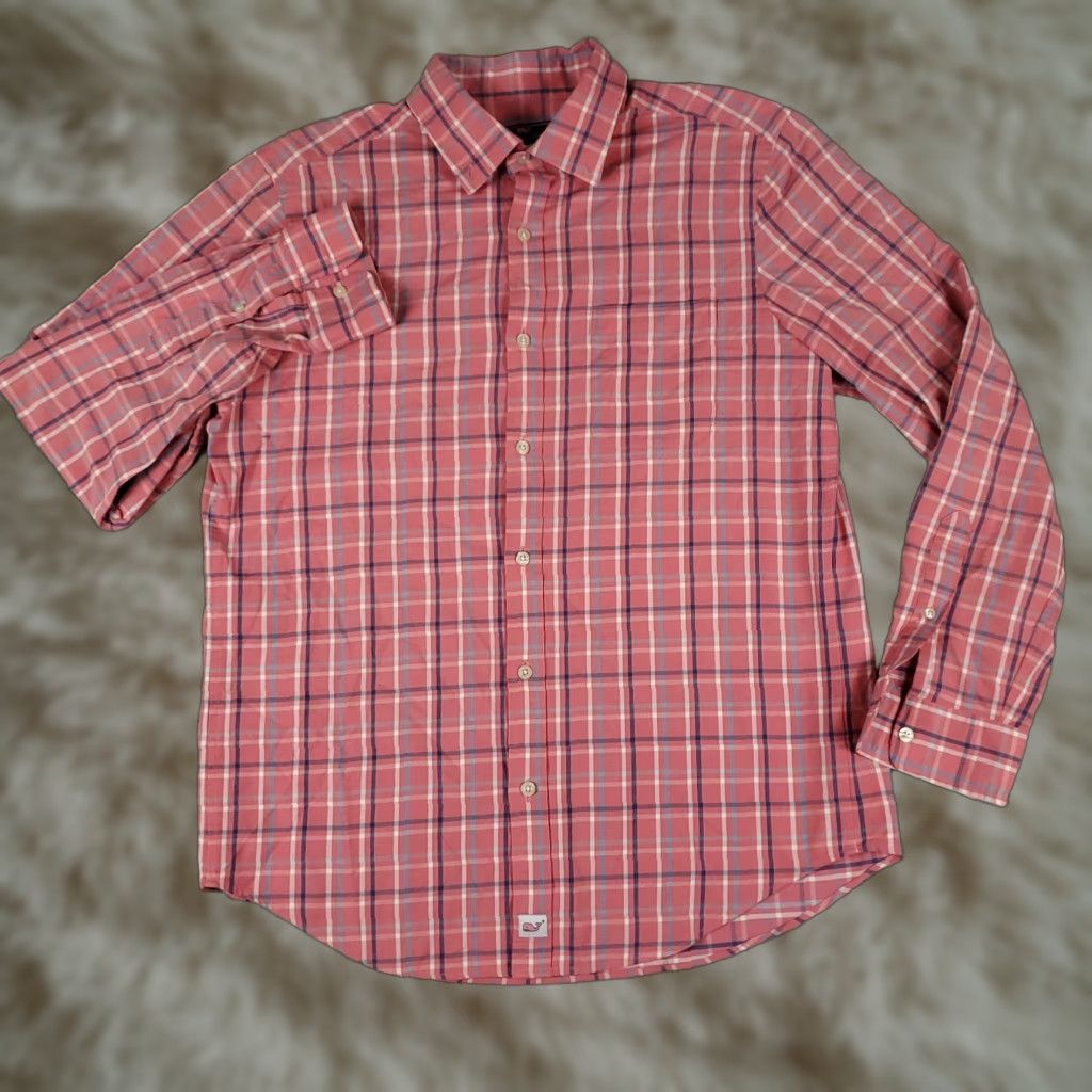 Vineyard Vines Vineyard Vines Shirt Mens Size Medium Pink Plaid Casual Button Up Long Sleeve Size US M / EU 48-50 / 2 - 1 Thumbnail