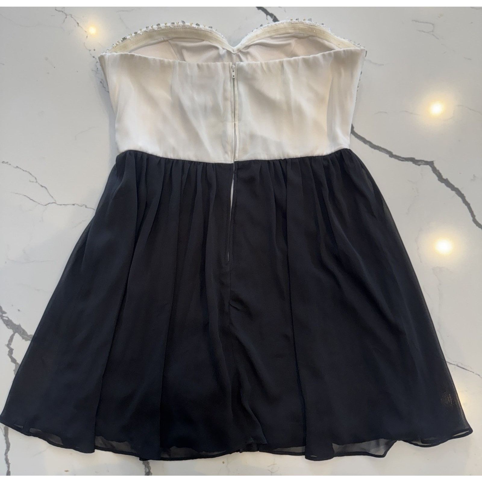 Other B Smart Strapless Beaded Party Mini Dress Womens black Ivory Size L / US 10 / IT 46 - 6 Thumbnail