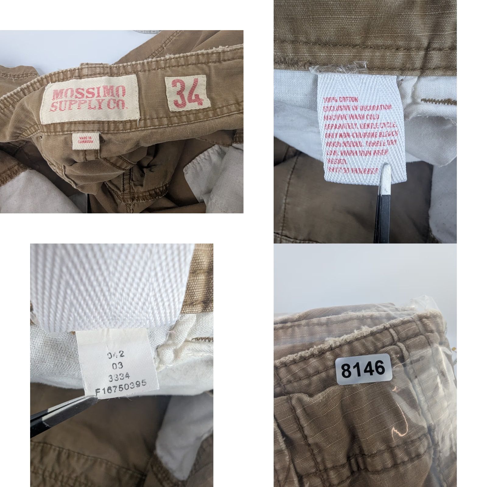 Mossimo Mossimo Supply Co Mens Khaki Tan Ripstop Cargo Shorts Size 34 Rugged Distressed Size US 34 / EU 50 - 8 Thumbnail