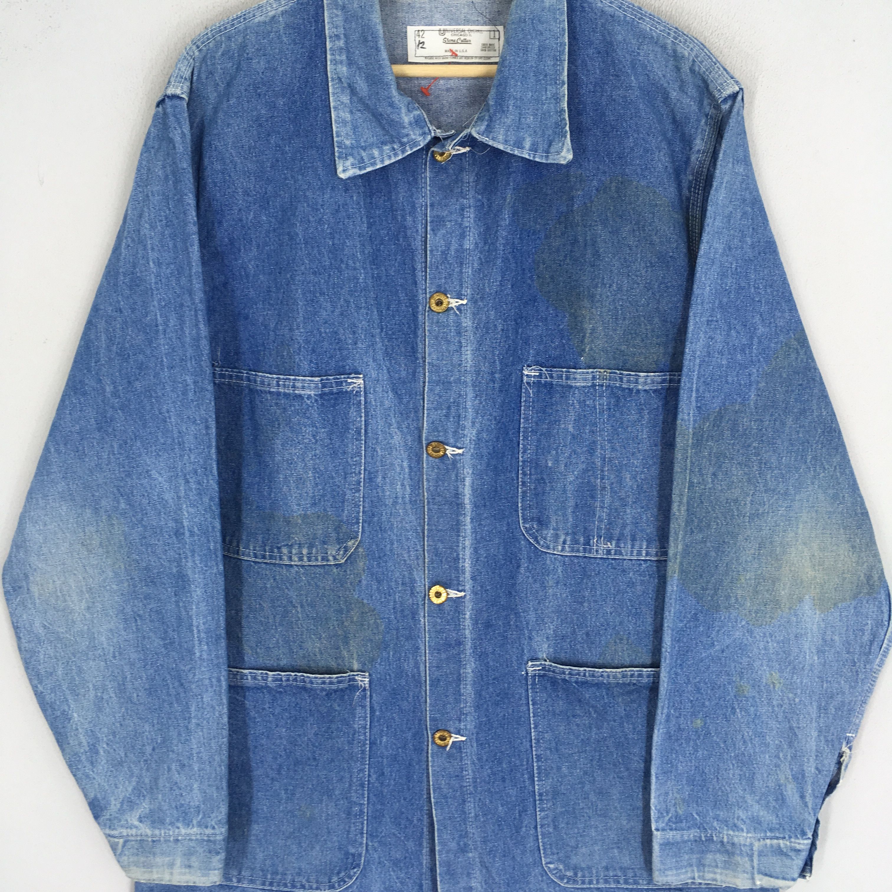 Universal Overall Chicago Vintage 90's Universal Overall Stone Cutter Usa Denim Size US L / EU 52-54 / 3 - 3 Thumbnail