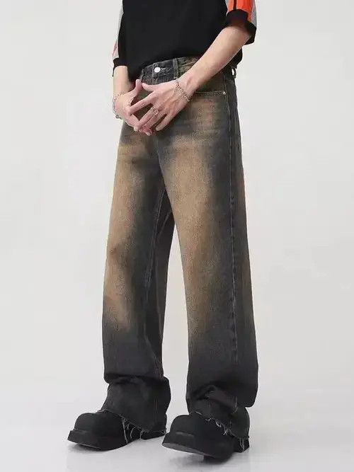 Bare Fox Retro distressed straight-leg wide-leg jeans Size US 32 / EU 48 - 1 Thumbnail