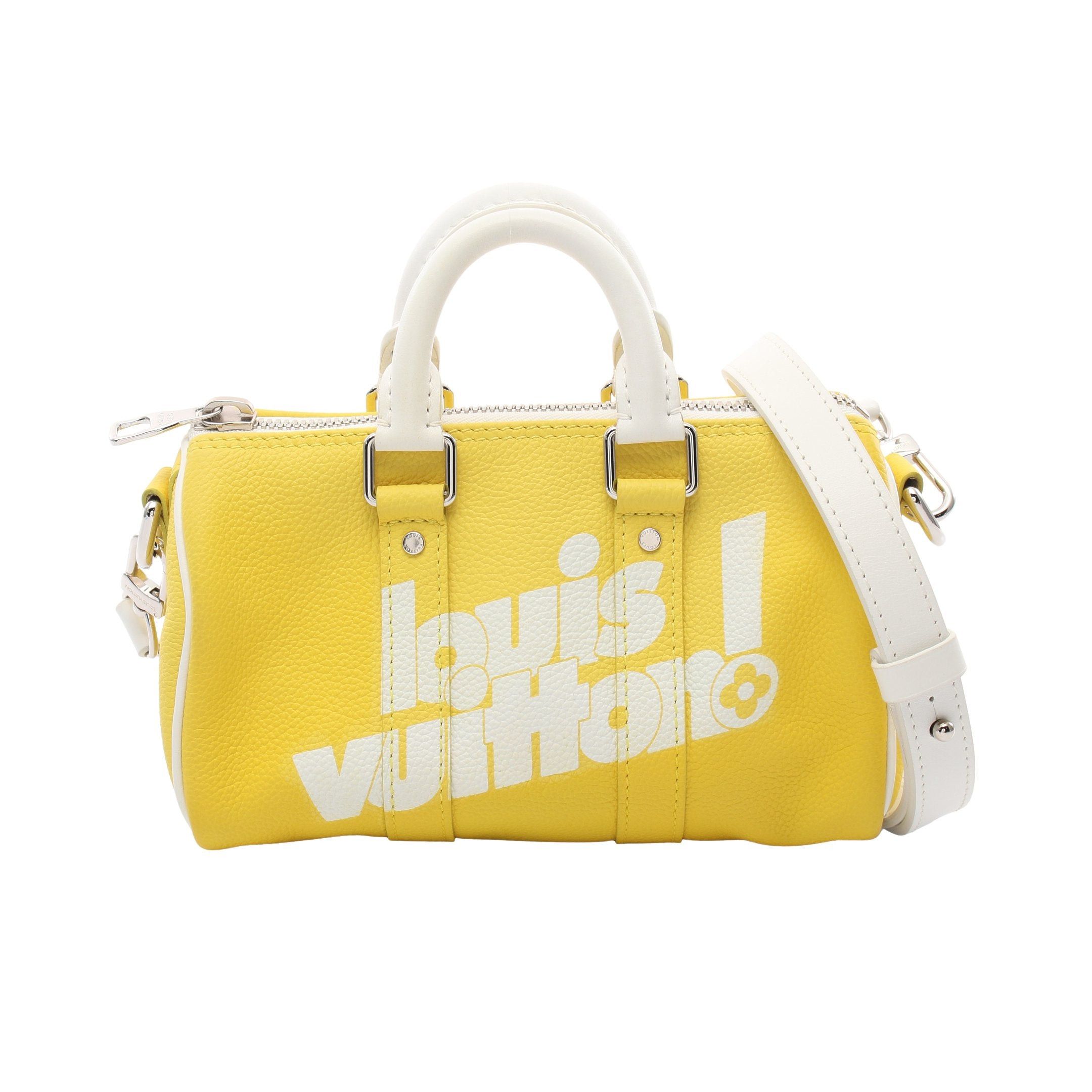 Louis Vuitton Keepall Xs Everyday Lv Handbag Mini Boston Bag Leather Yellow White, Women's