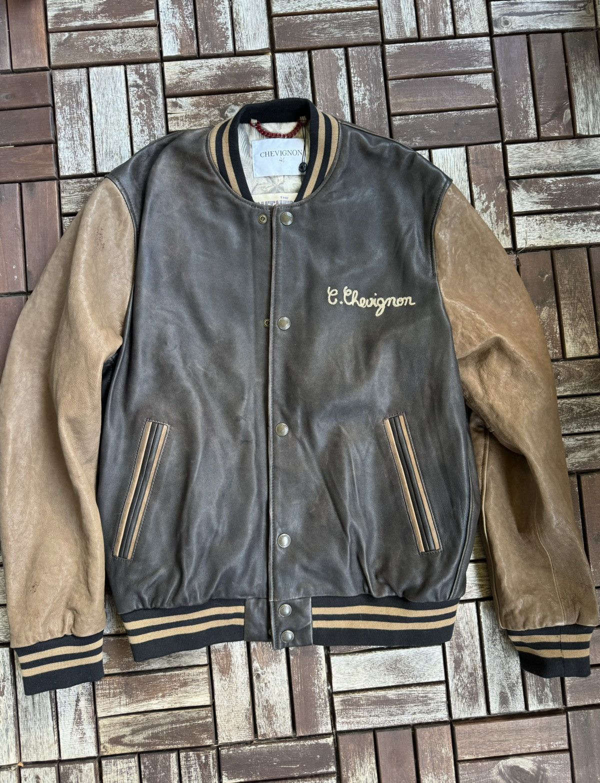 Chevignon Chevignon Century 90 Varsity Leather Jacket | Grailed