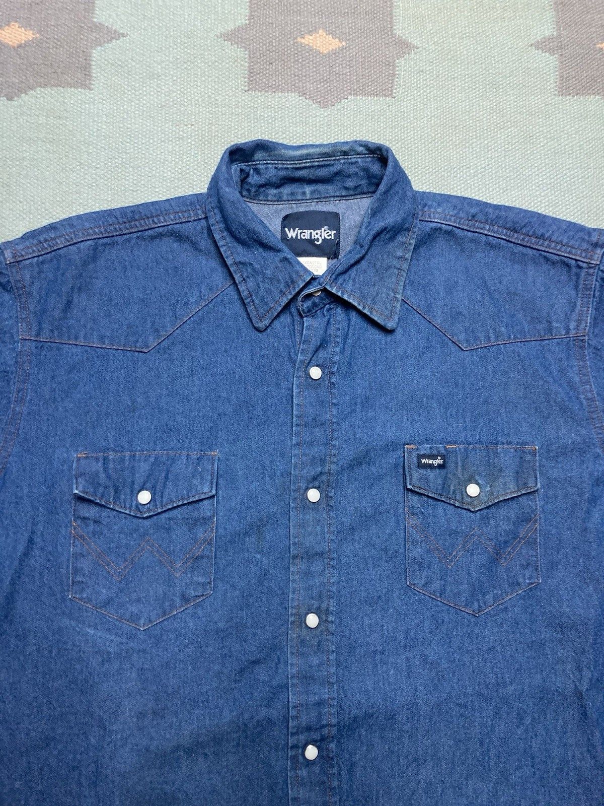 Vintage × Wrangler Vintage wrangler denim Pearl snap shirt cowboy western XXL T Size US XXL / EU 58 / 5 - 2 Thumbnail