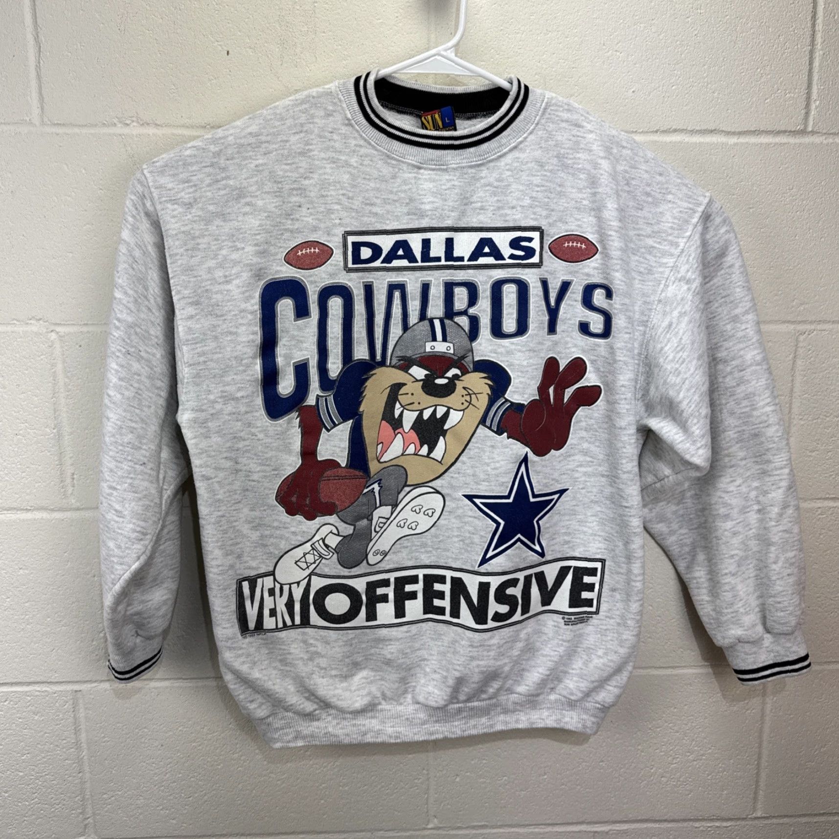 Vintage VINTAGE Dallas Cowboys Sweatshirt Main Point: TAZ Looney Tunes Gray NFL Large Adult Large Gray 1990s Cowboys Mens Size US L / EU 52-54 / 3 - 2 Thumbnail