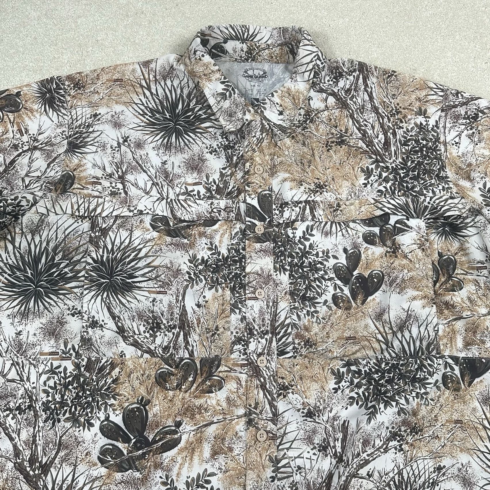Vintage Game Guard Shirt Mens 4XL Beige Desert Camouflage Camo Button Up Size US XXL / EU 58 / 5 - 2 Thumbnail