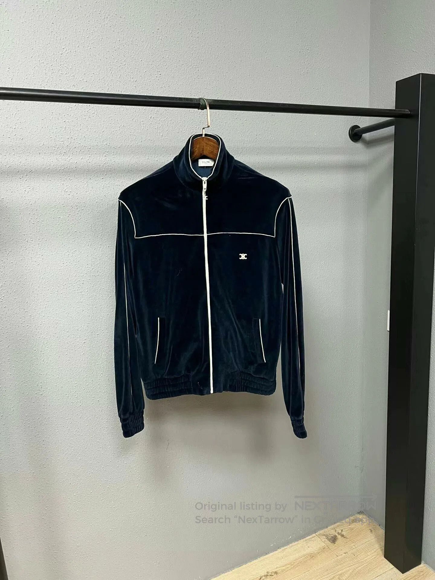 Celine Celine Blue Velvet Jacket Size S. Size S / US 4 / IT 40 - 1 Thumbnail