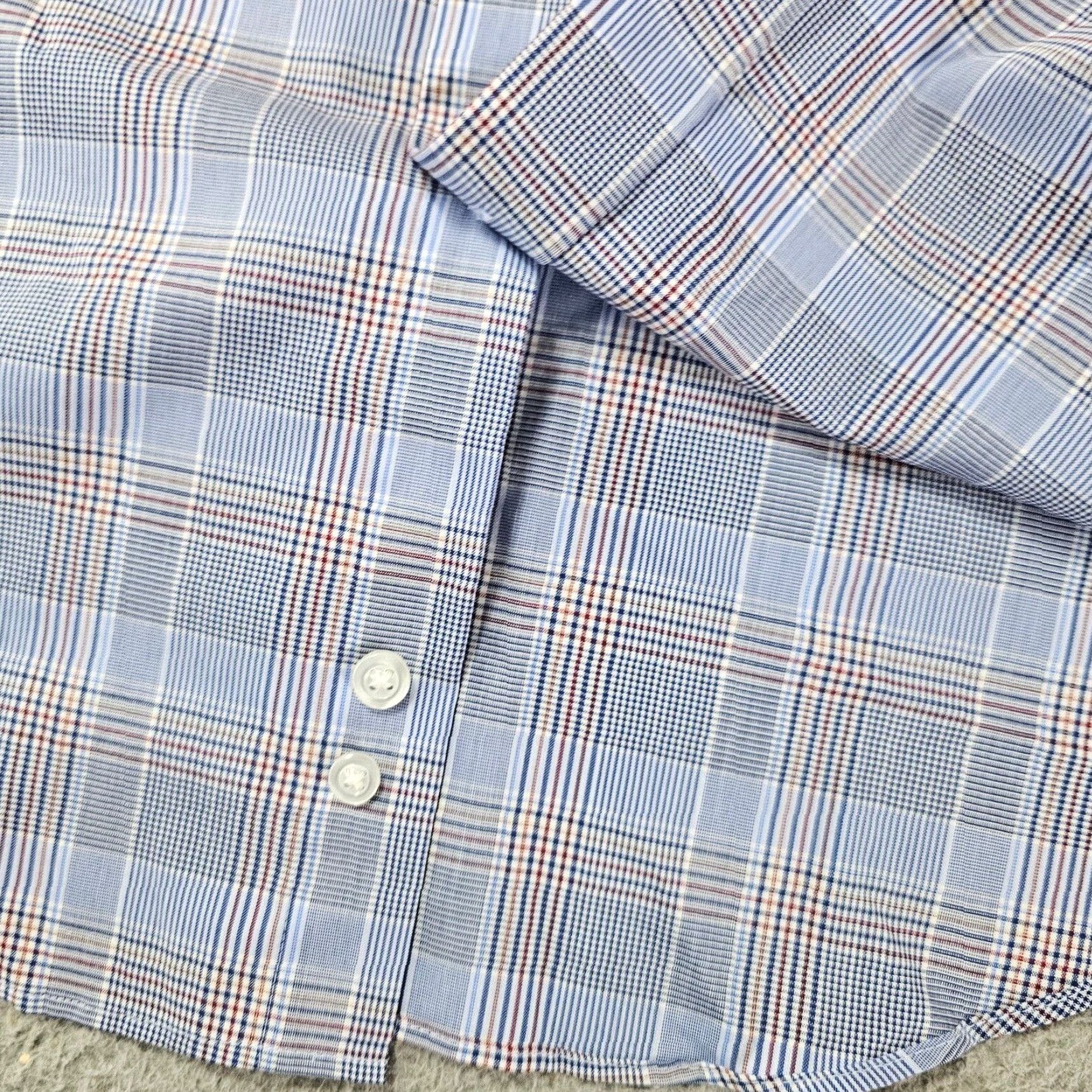 Stafford Stafford Dress Shirt Mens 15.5 32/33 Blue Check Button Up Collared Slim Comfort Non-Iron Wrinkle Resistant Size 40R - 6 Thumbnail