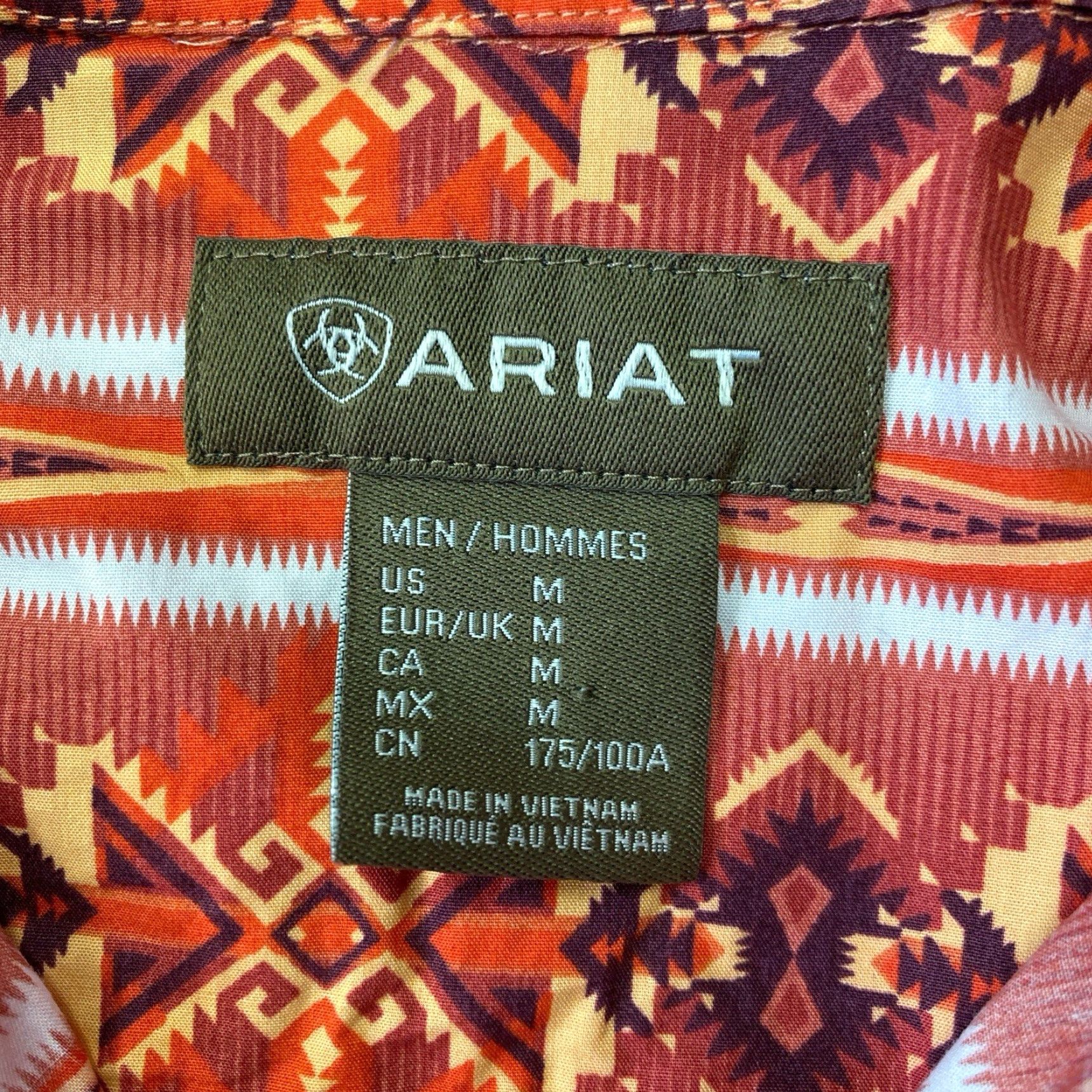 Ariat Ariat Mens Red Pattern Long Sleeve Button-Down Shirt M Western Pearl Snap Shirt Size US M / EU 48-50 / 2 - 4 Thumbnail