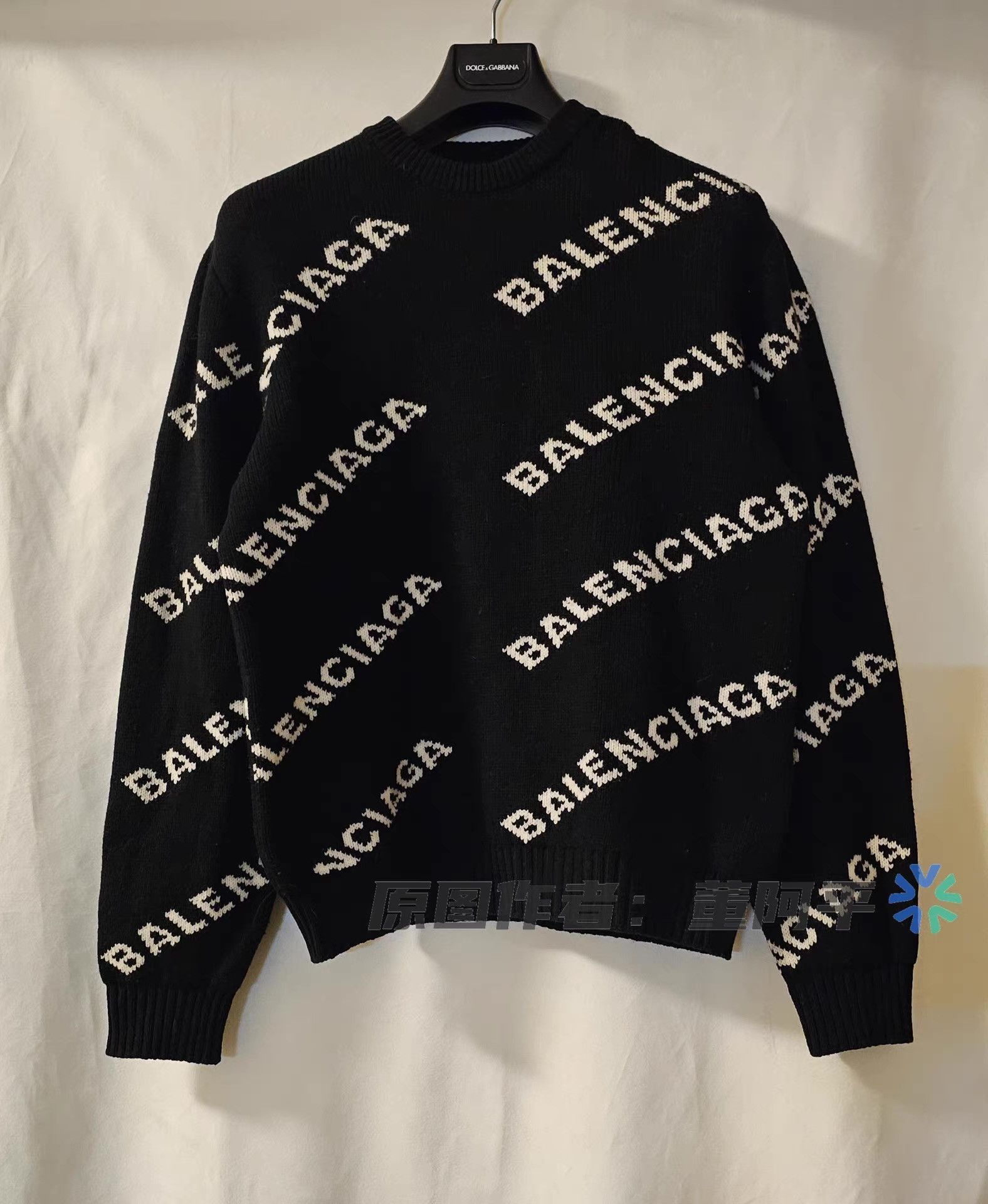 Balenciaga Black Text Pattern Long Sleeve Sweater Size US M / EU 48-50 / 2 - 1 Thumbnail