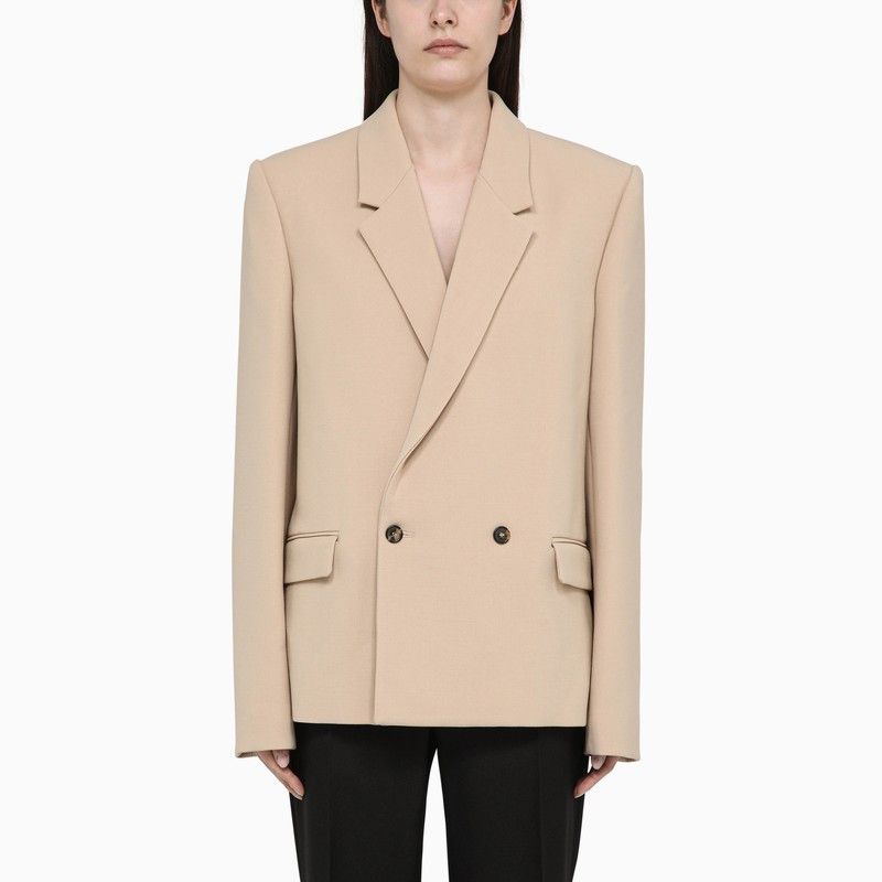 image of Wardrobe NYC Wardrobe.nyc Beige Double-Breasted Jacket In Wool, Women's (Size Small)