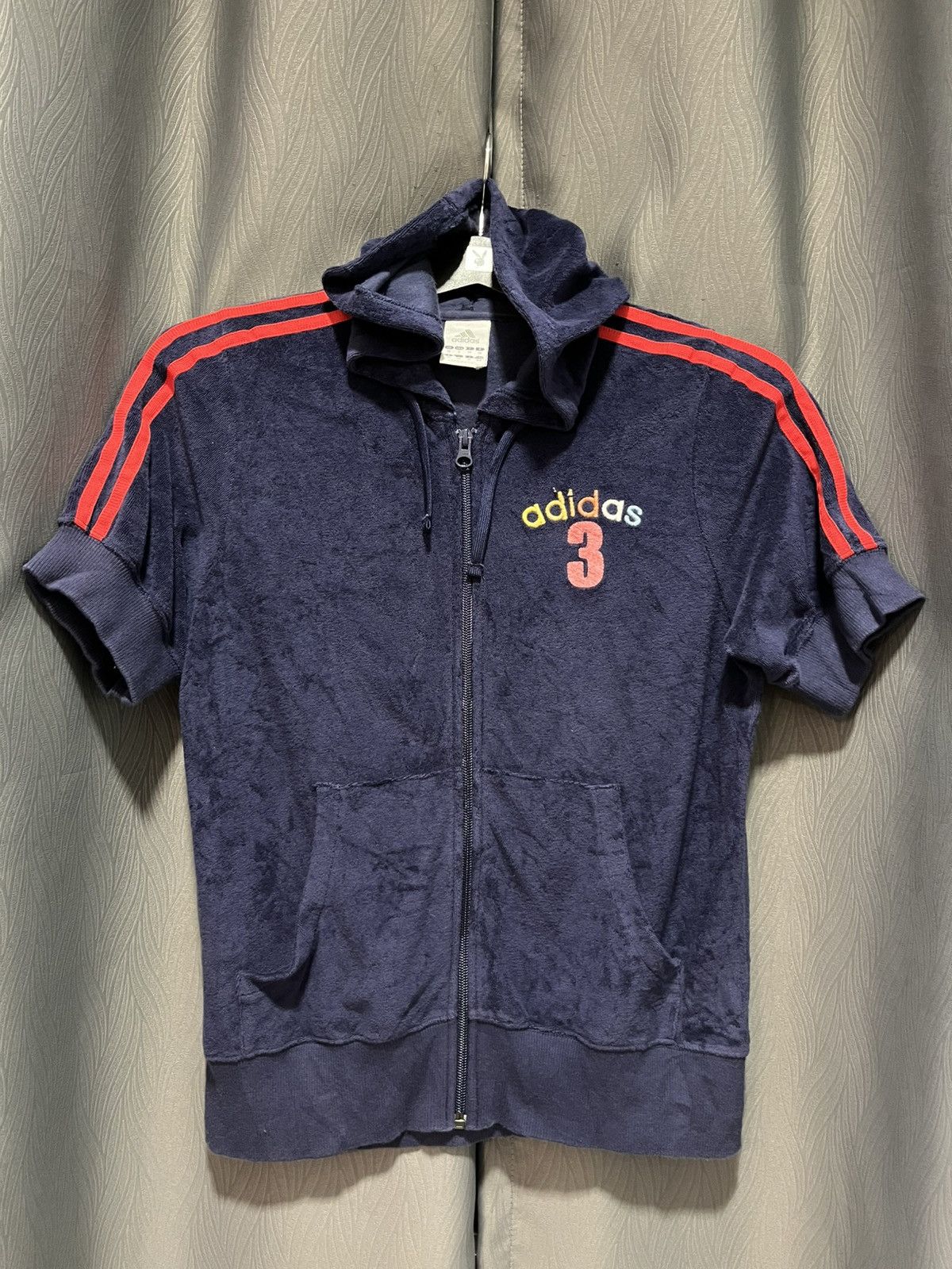 Adidas Adidas 3 Full Zip Short Sleeve Fleece Hoodie Size S / US 4 / IT 40 - 1 Thumbnail