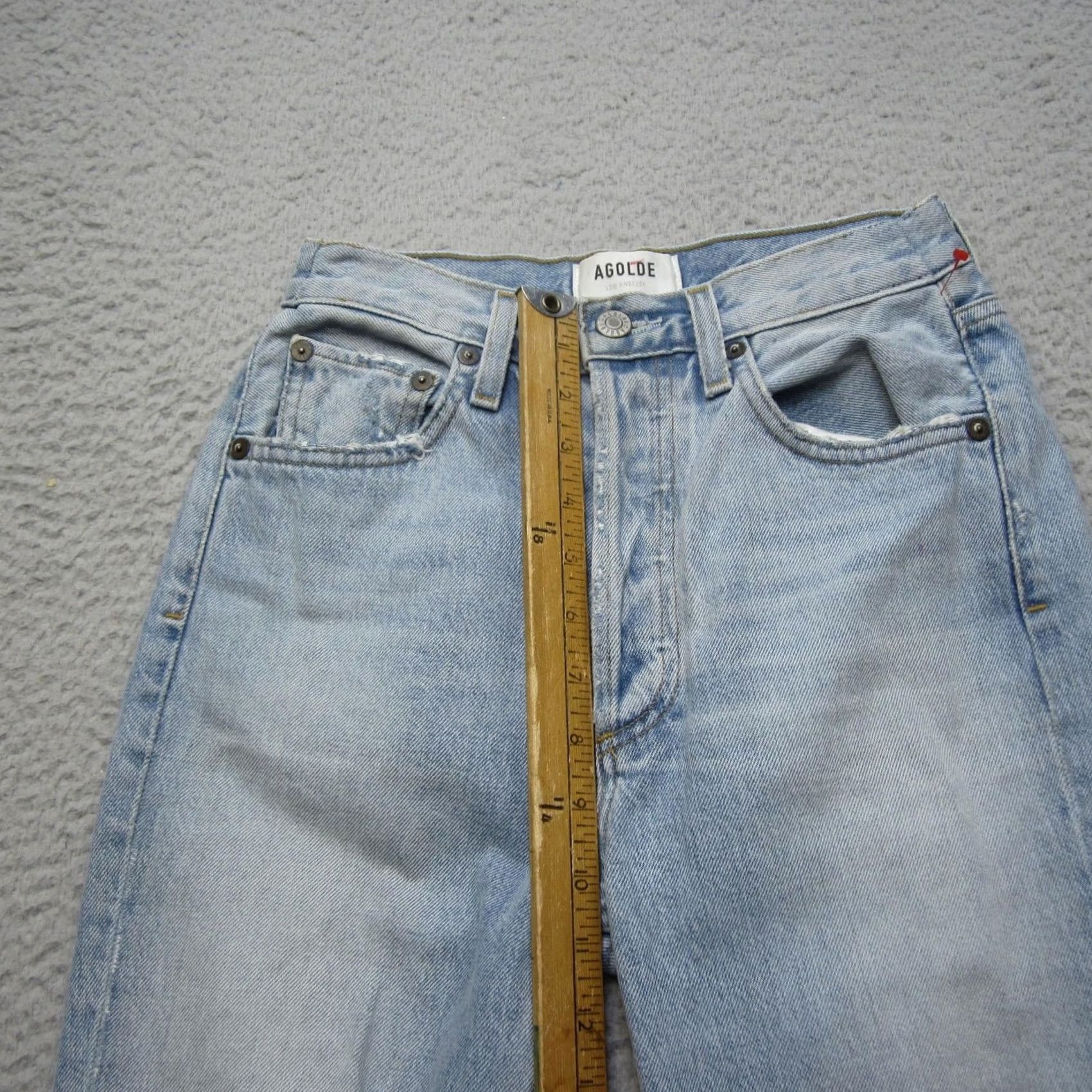Agolde AGOLDE Riley High Rise Jeans Womens 23 Blue Distressed Straight Crop Denim USA Size 40" / US 18 - 5 Thumbnail