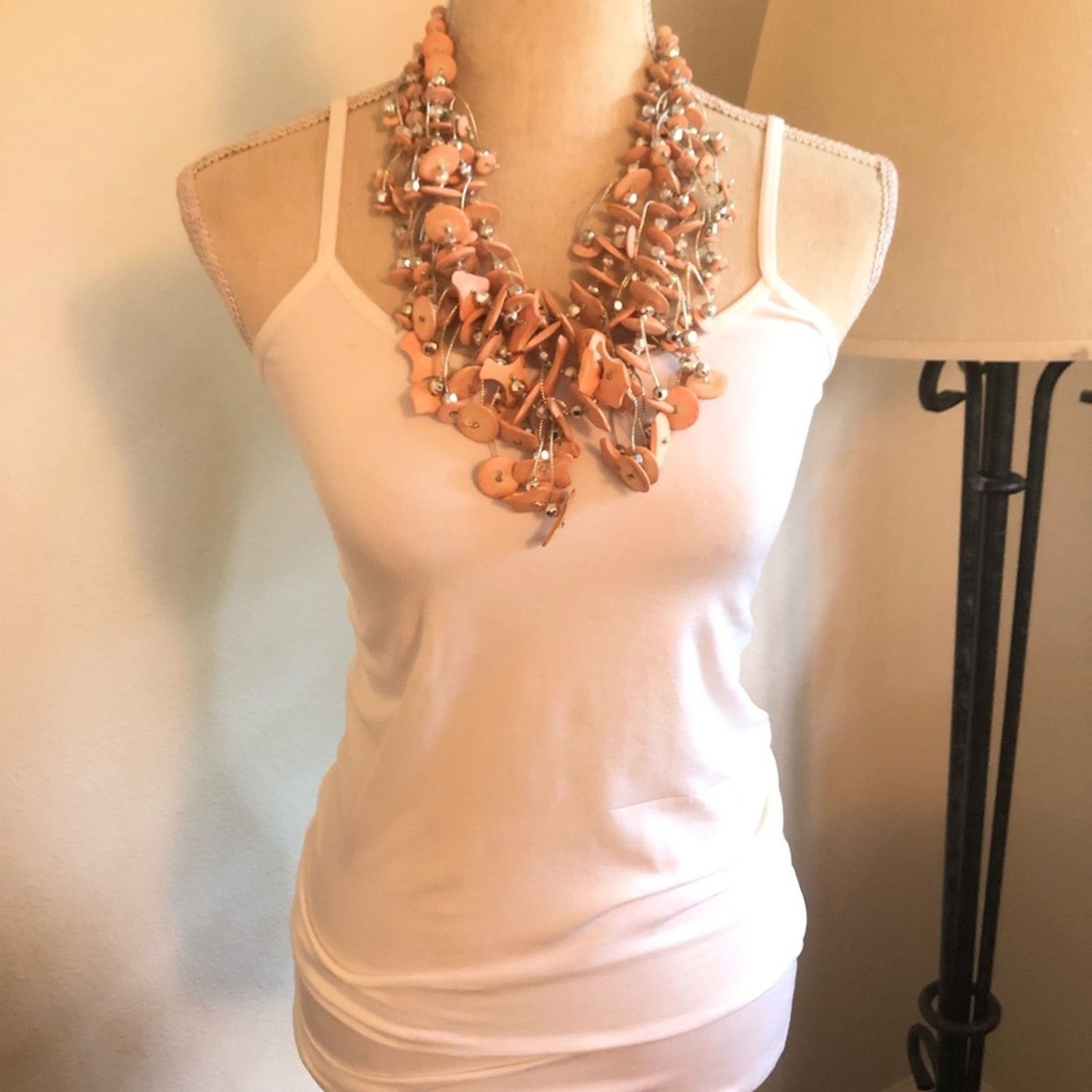 Vintage Vintage blush disc multi strand cluster necklace Size ONE SIZE - 4 Thumbnail