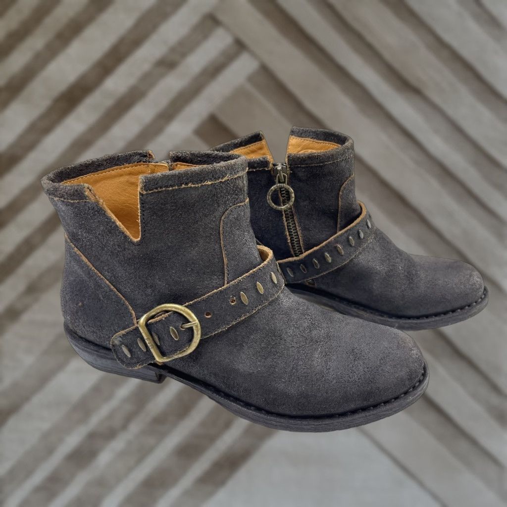 Florentini Baker Ankle Boots Women Dark Brown Leather Zip 38/US 8 Vintage: No Casual Leather Insole Outsole Heel Low Platform .5