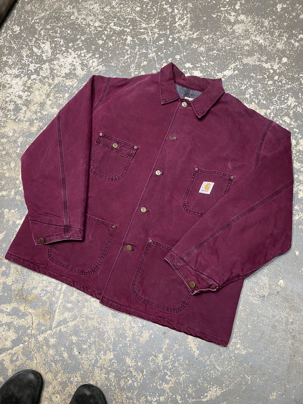 Carhartt × Vintage Vintage Carhartt Plum Purple Blanket Lined Chore Jacket 90s Size US XL / EU 56 / 4 - 3 Thumbnail