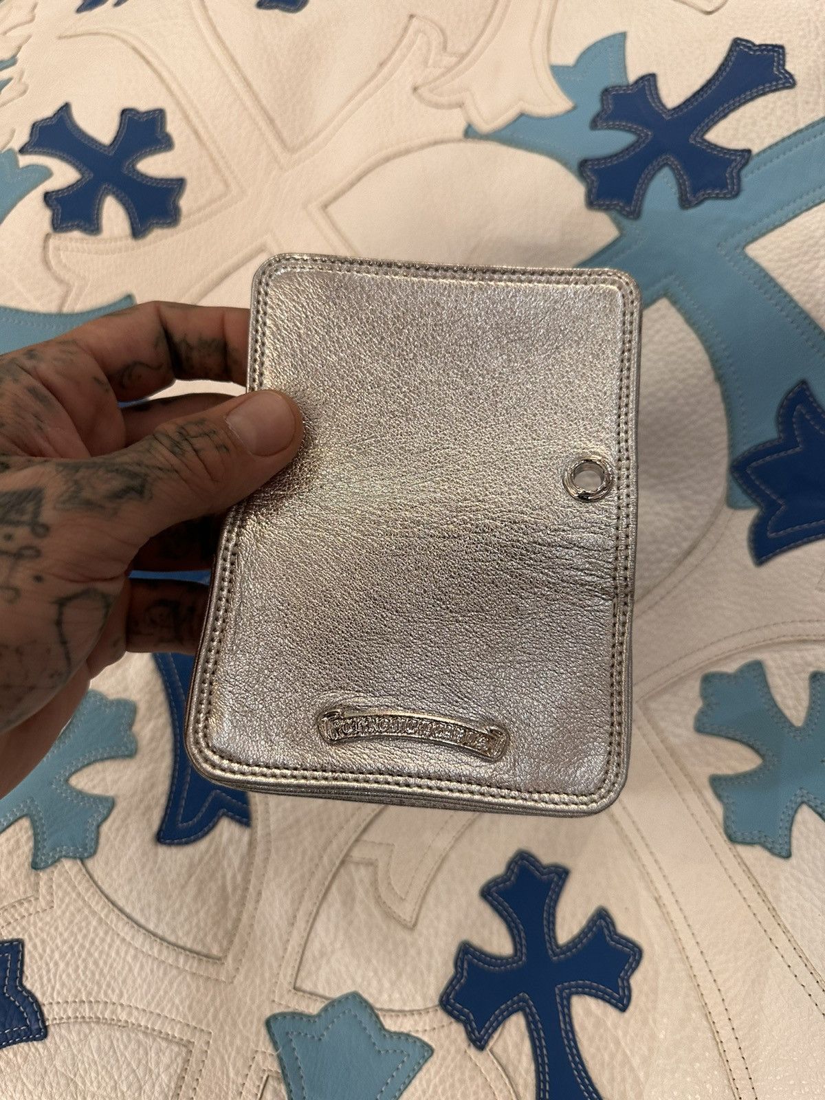 Chrome Hearts CHROME HEARTS NEW SILVER LEATHER WALLET CARD HOLDER Size ONE SIZE - 6 Thumbnail