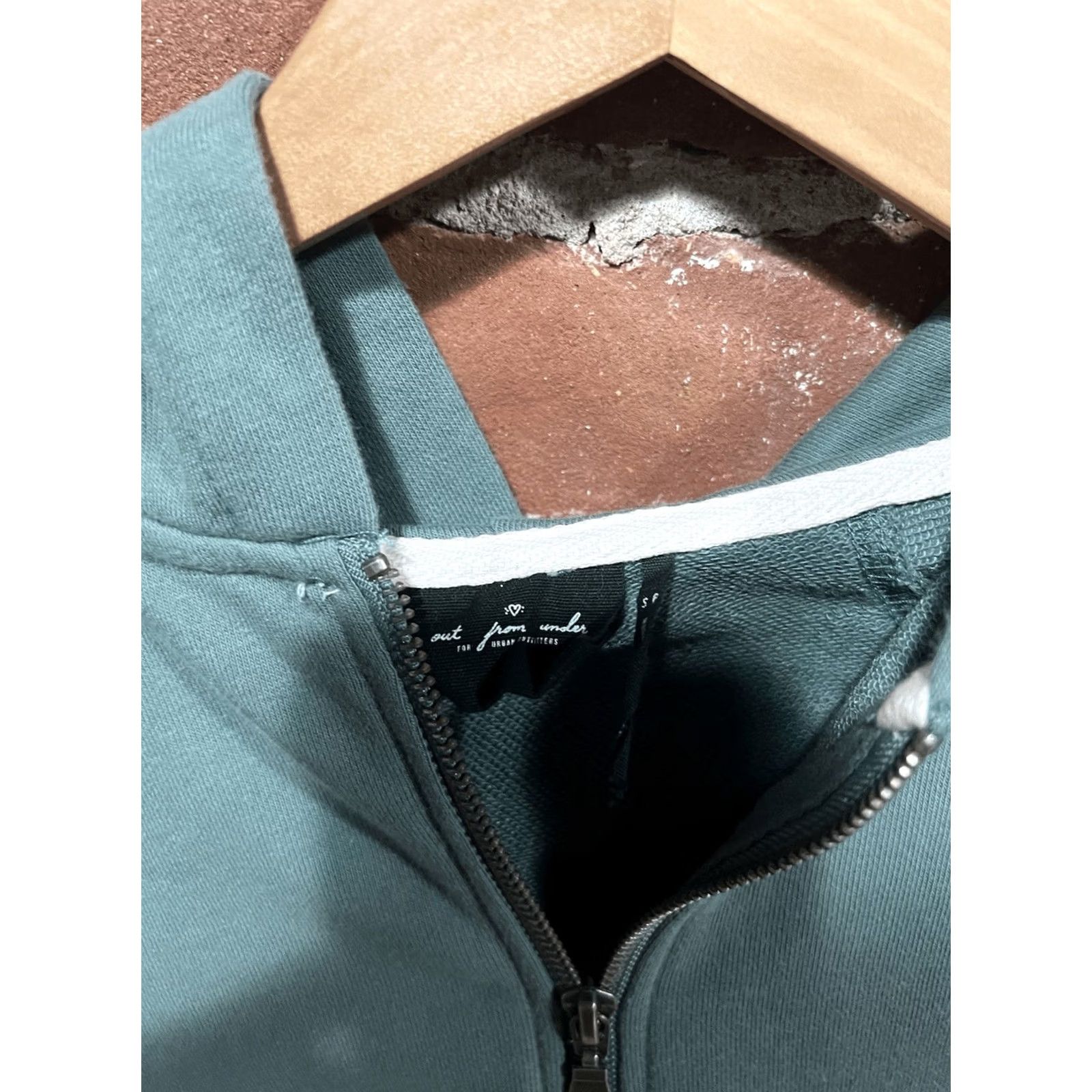 Vintage Out From Under Womens Green Full Zip Hooded Sweatshirt Size Small Size S / US 4 / IT 40 - 3 Thumbnail