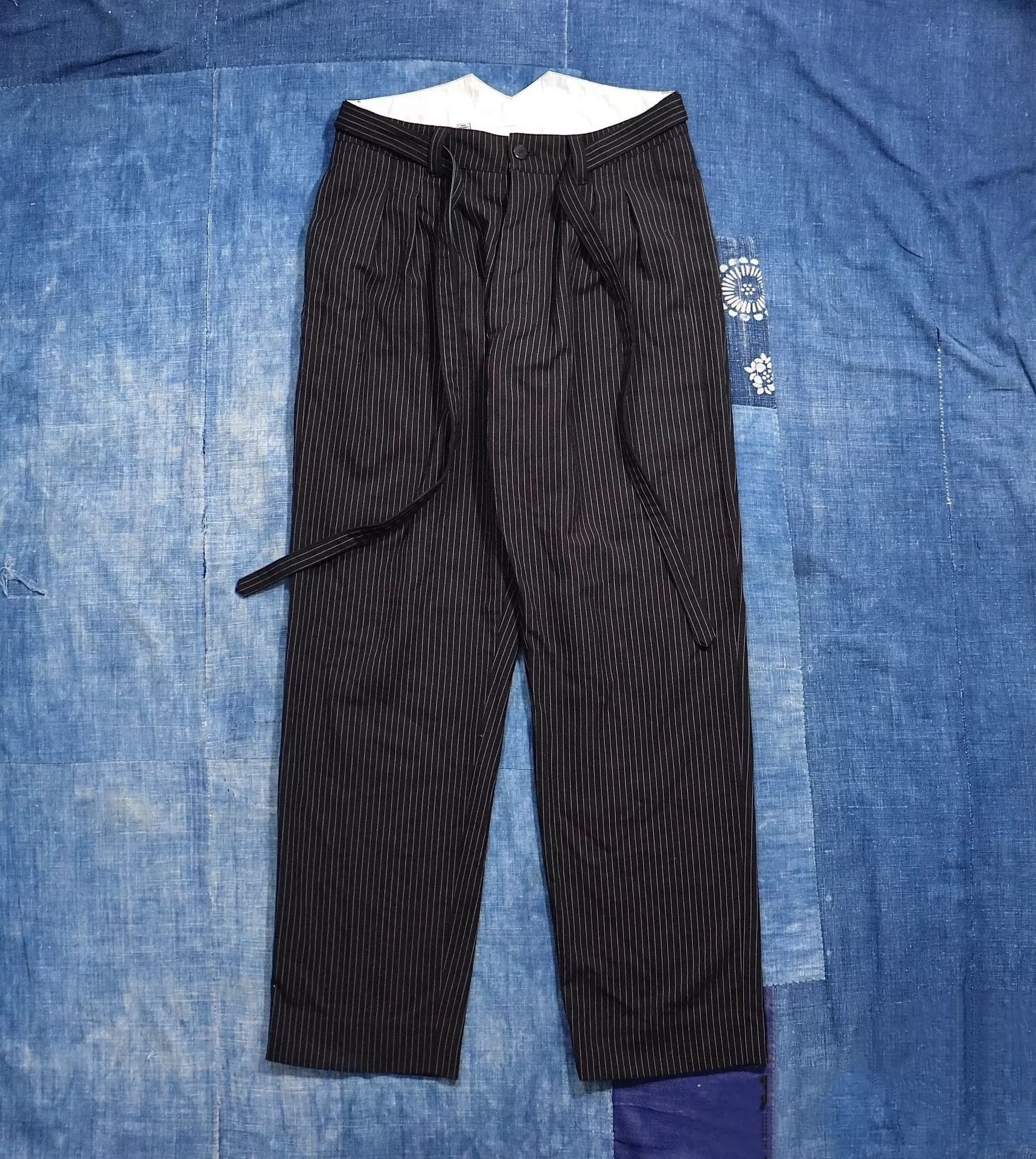 visvim HAKAMA PANTS PINSTRIPE 4 Black Hakama Trousers by