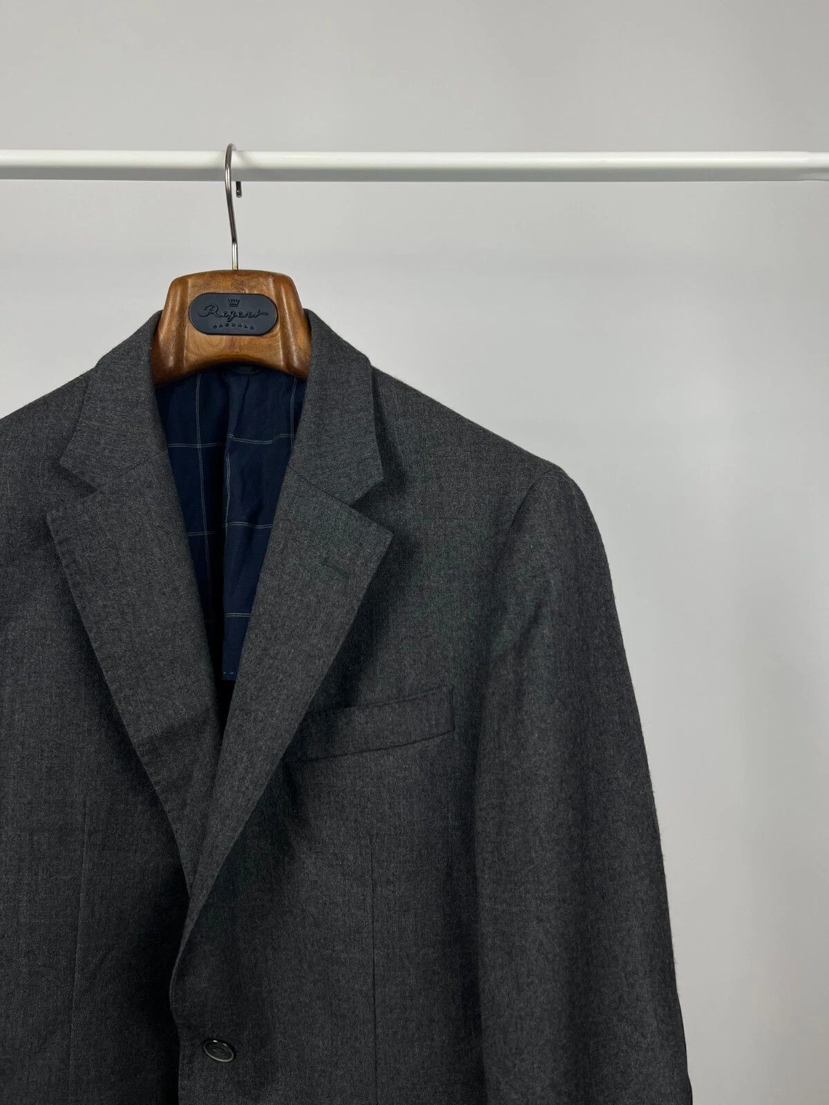 Hackett Hackett London Grey Flannel Half Lined Elbow Patch Blazer Size 42R - 7 Thumbnail